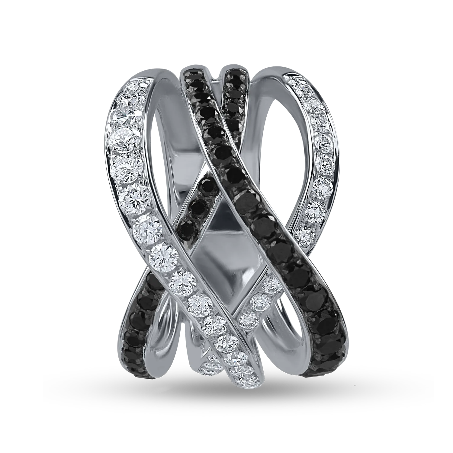 Inel din aur alb cu diamante negre si incolore de 1.1ct
