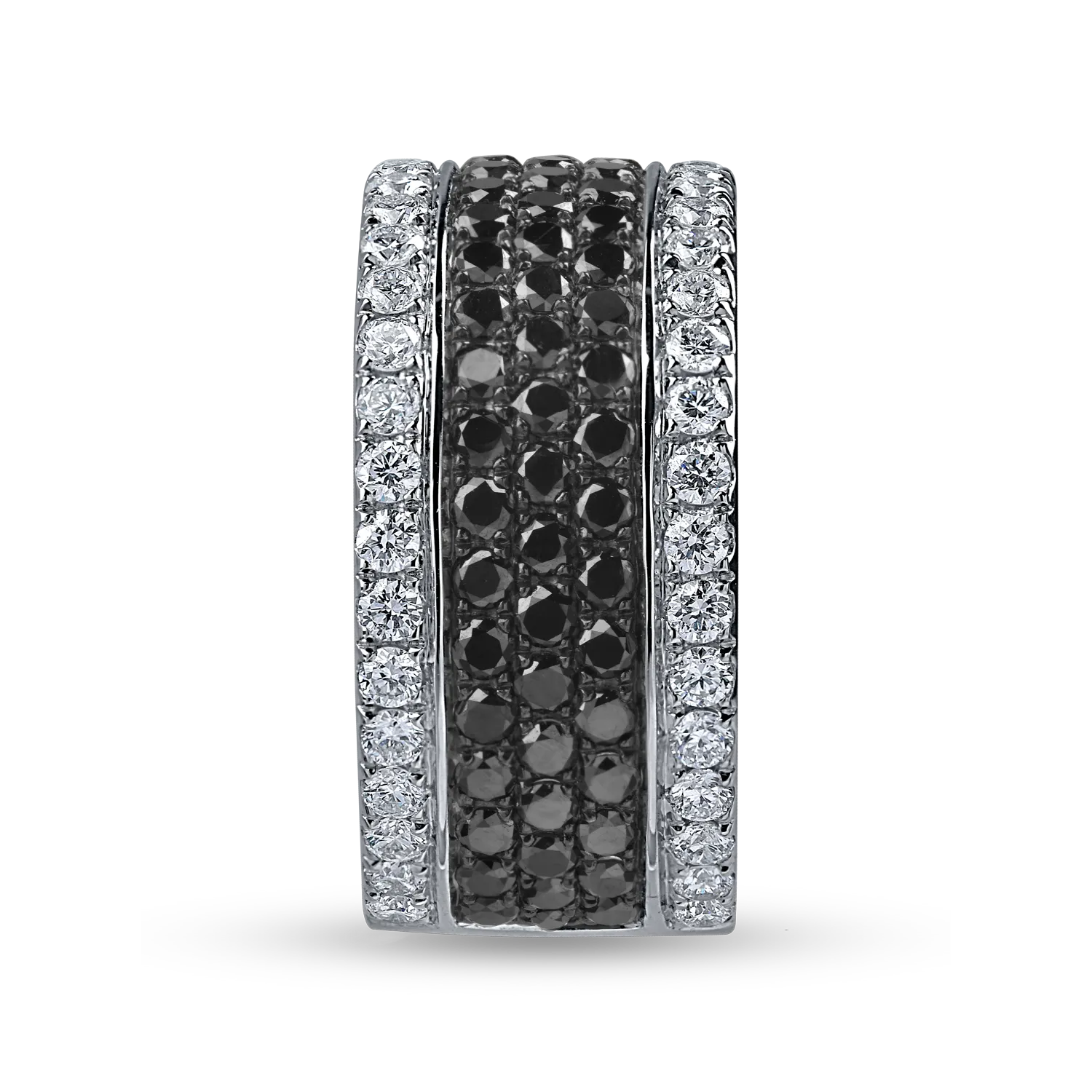 Inel din aur alb cu diamante negre si incolore de 1.8ct