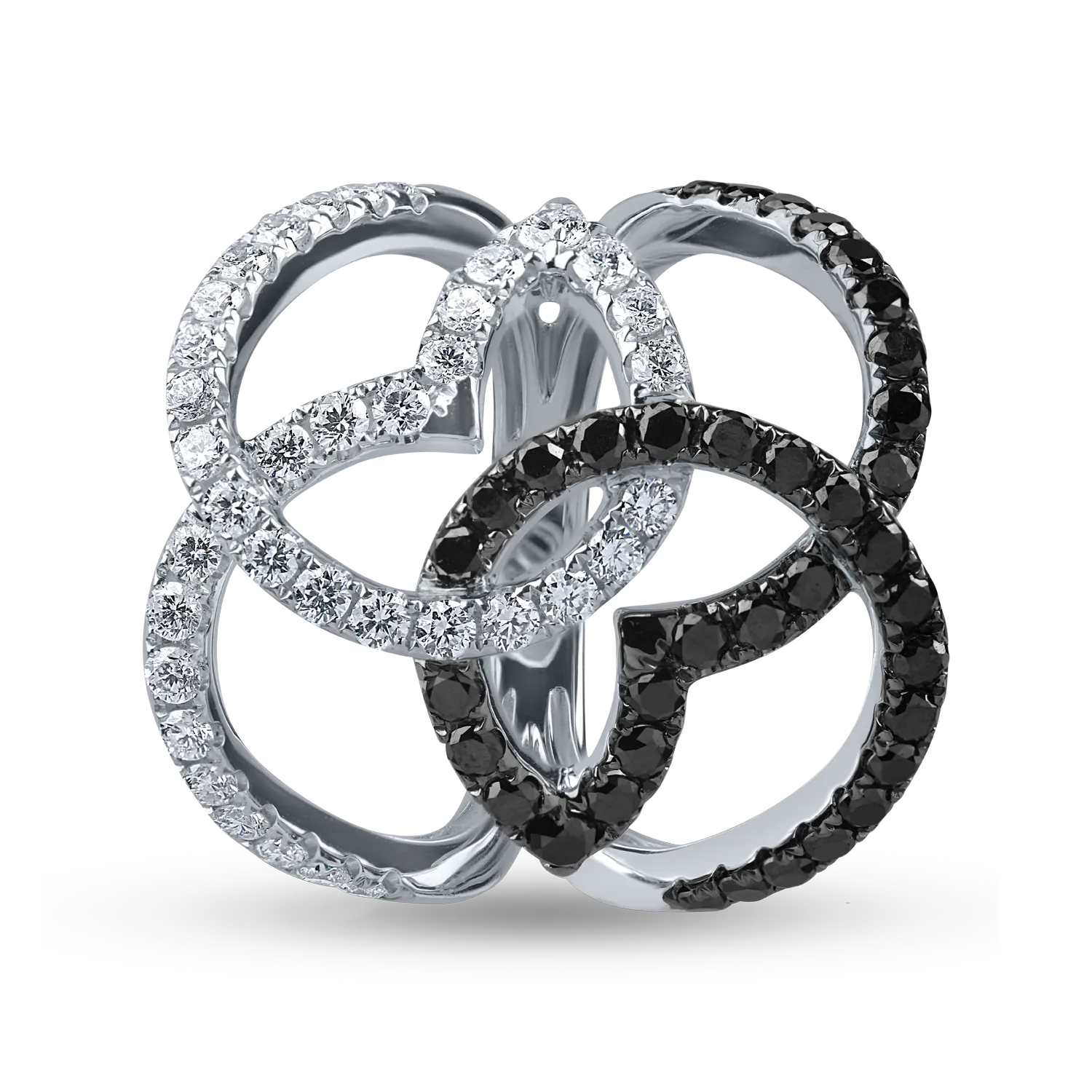 Inel din aur alb cu diamante negre de 0.8ct si diamante incolore de 0.7ct