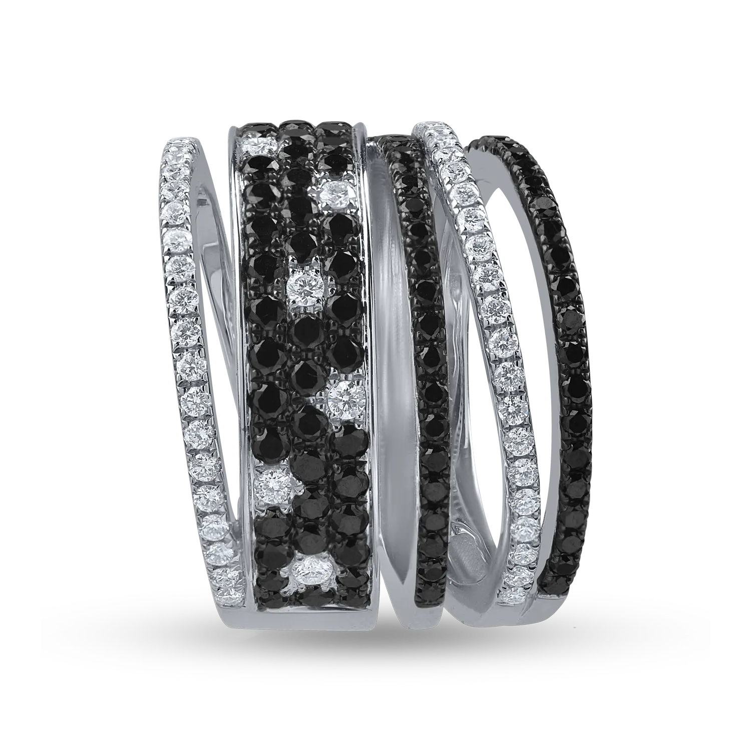 Inel din aur alb cu diamante negre si incolore de 1.9ct