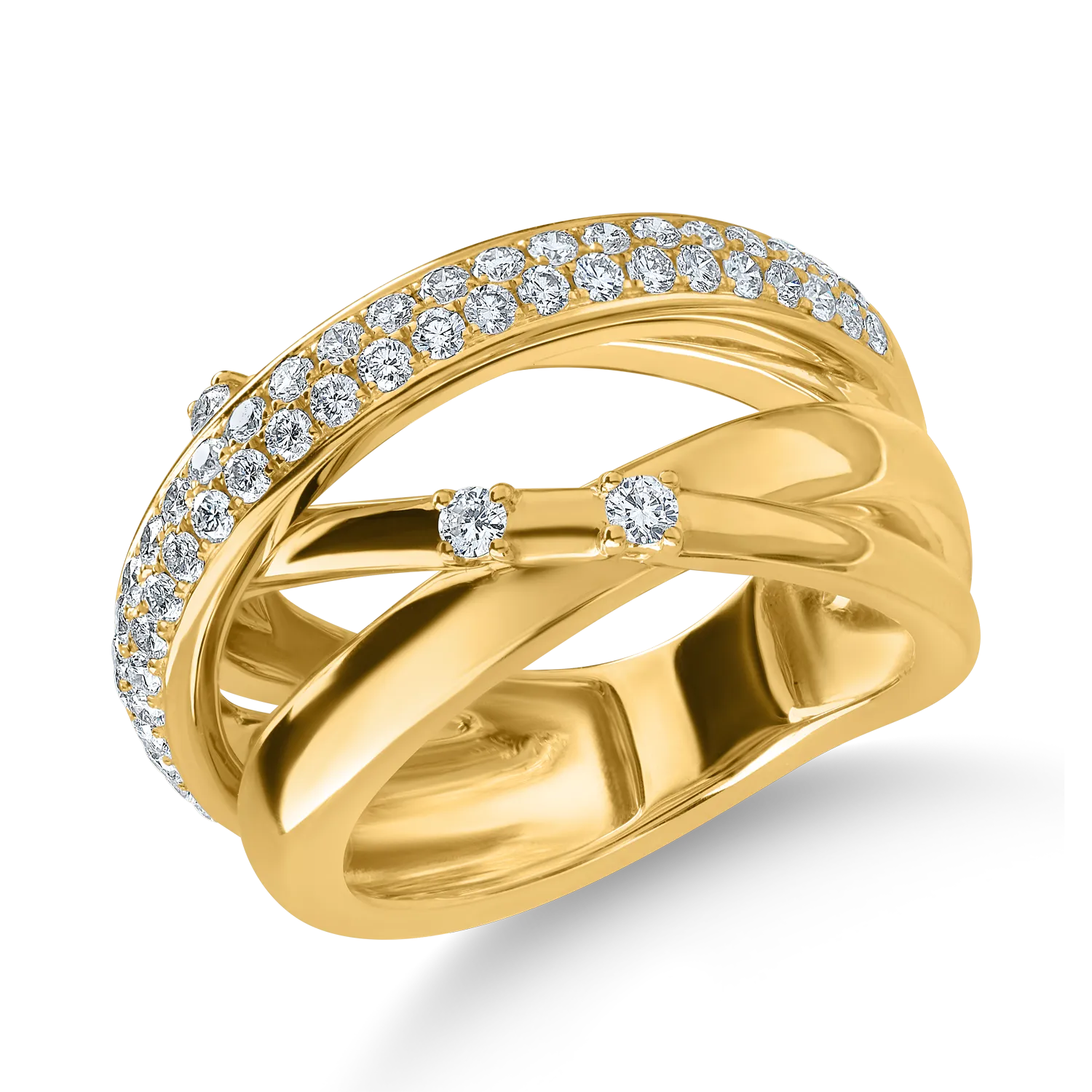 Sárga arany gyűrű 0.7ct gyémántokkal