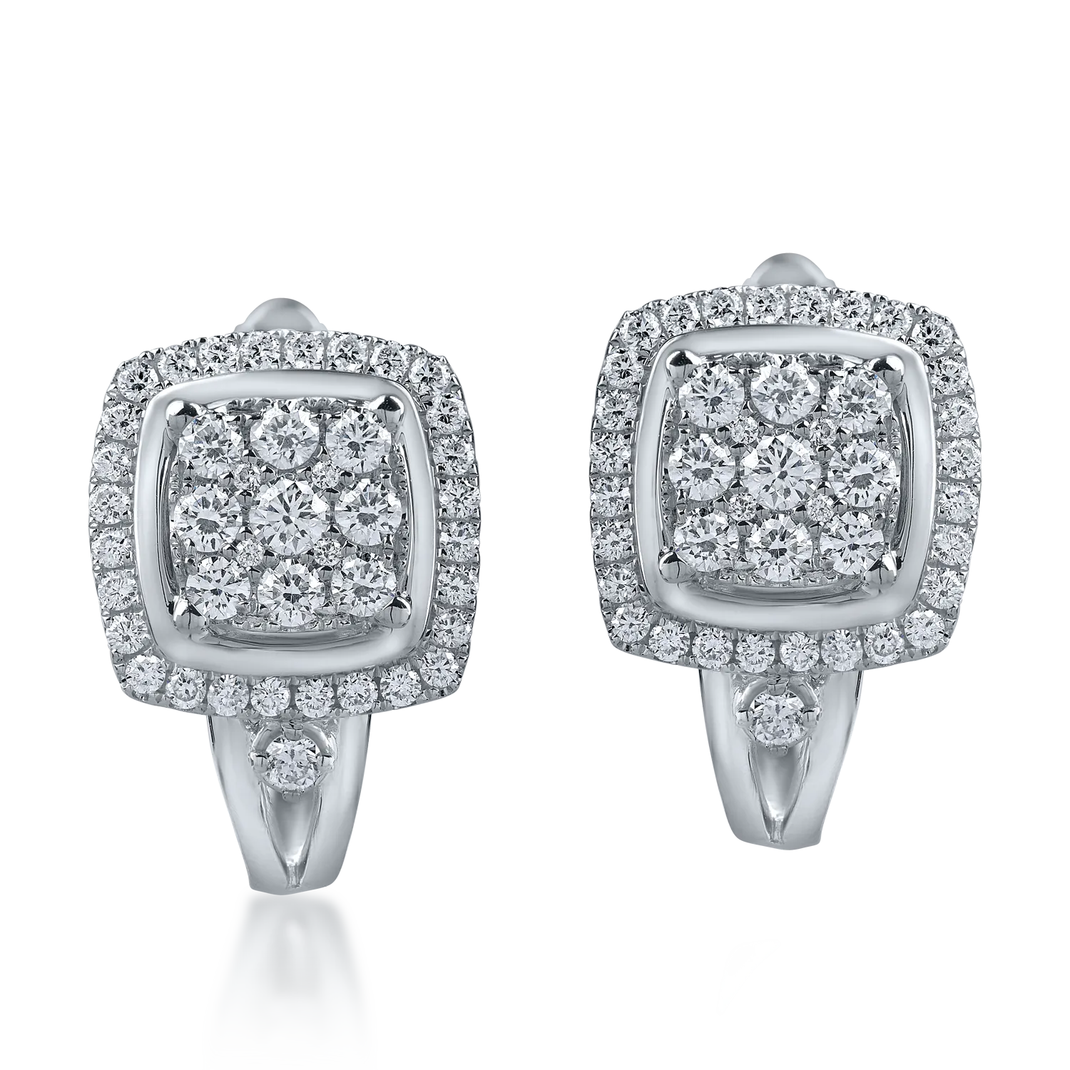 Cercei on-ear din aur alb cu diamante de 0.5ct