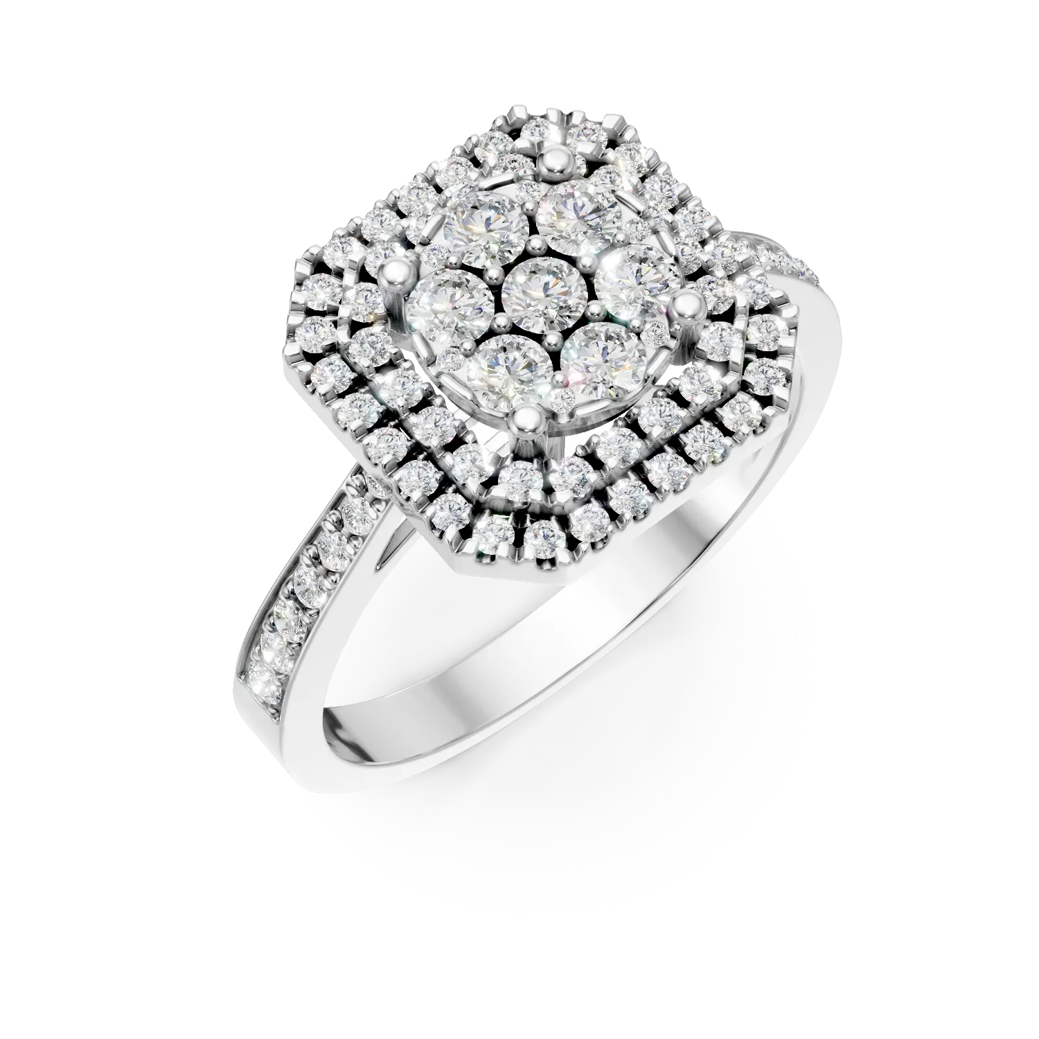 Inel din aur alb cu diamante microsetting de 0.6ct