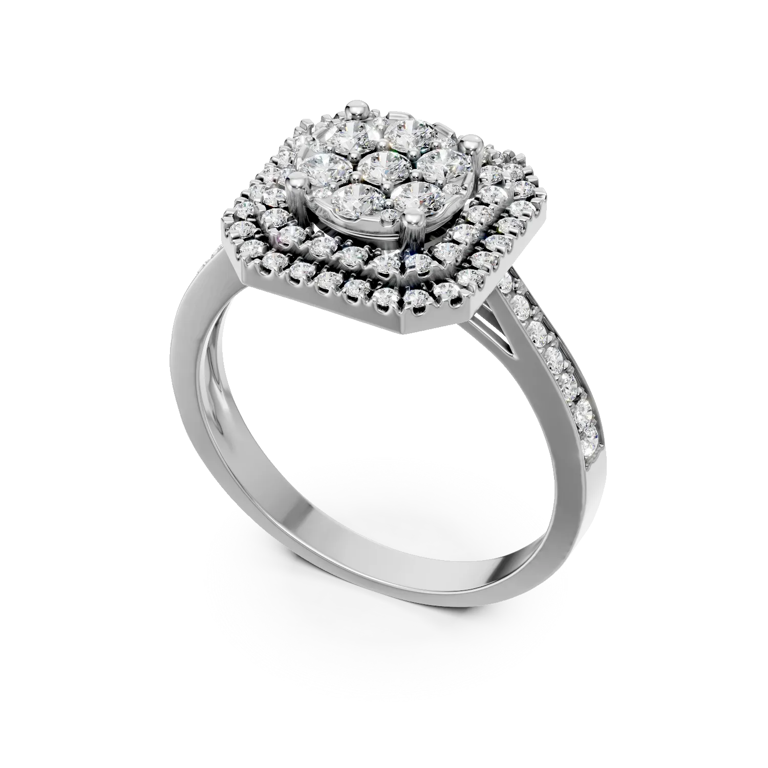 Inel din aur alb cu diamante microsetting de 0.6ct - Imagine 2