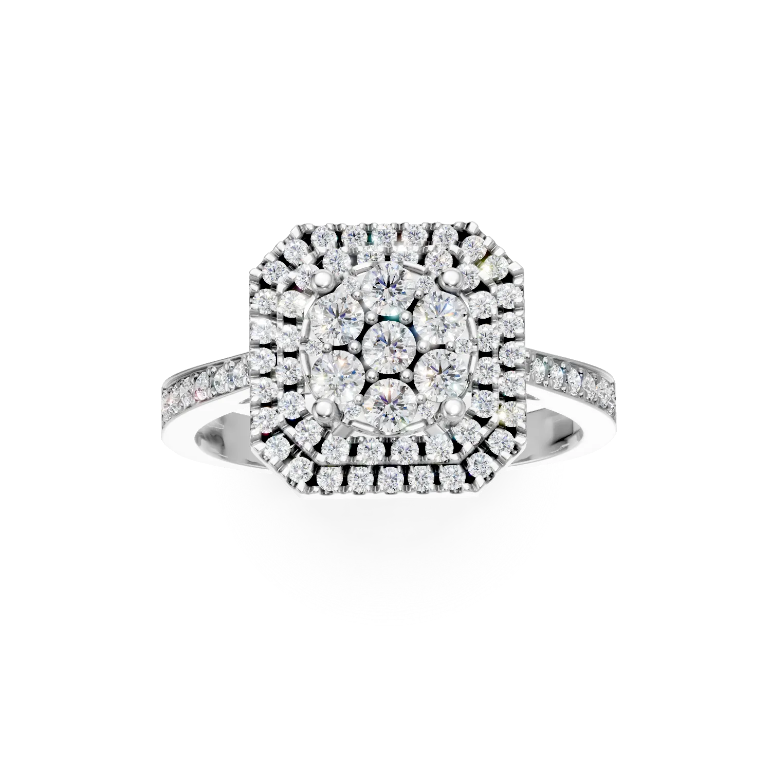 Inel din aur alb cu diamante microsetting de 0.6ct - Imagine 3