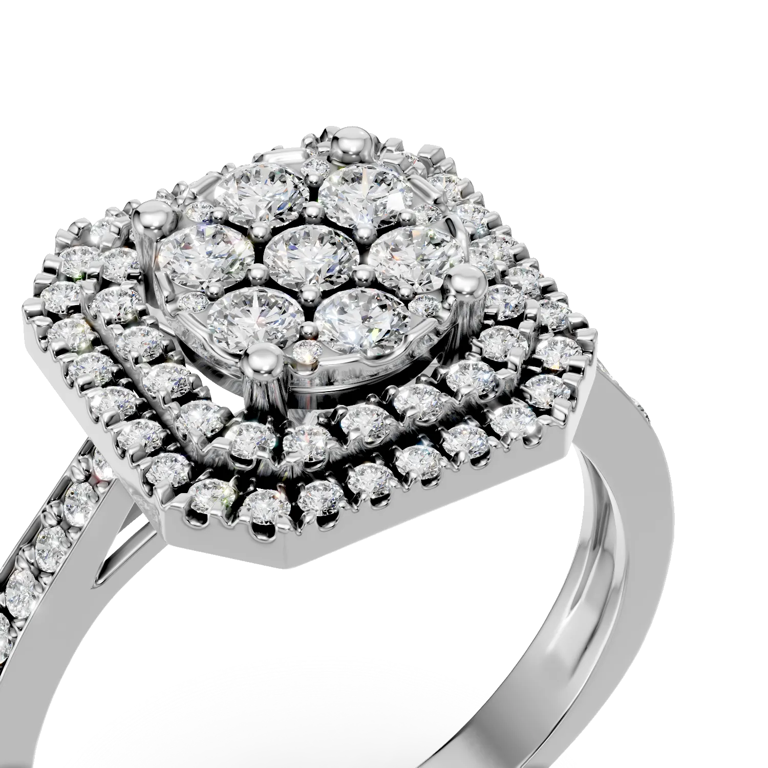 Inel din aur alb cu diamante microsetting de 0.6ct - Imagine 4