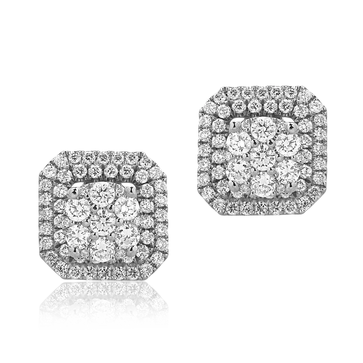 Cercei stud din aur alb cu diamante de 0.4ct