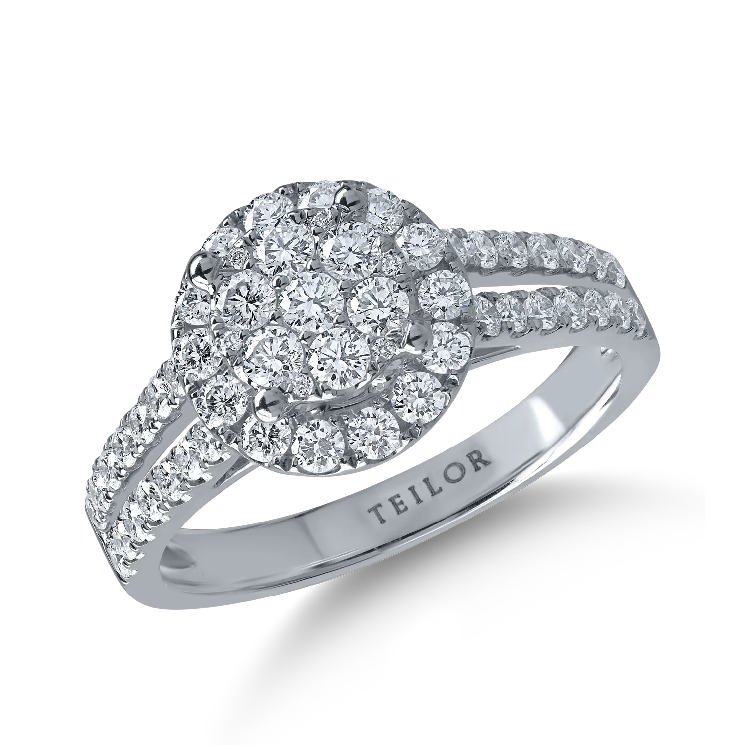 Teilor Inel din aur alb cu diamante microsetting de 0.7ct