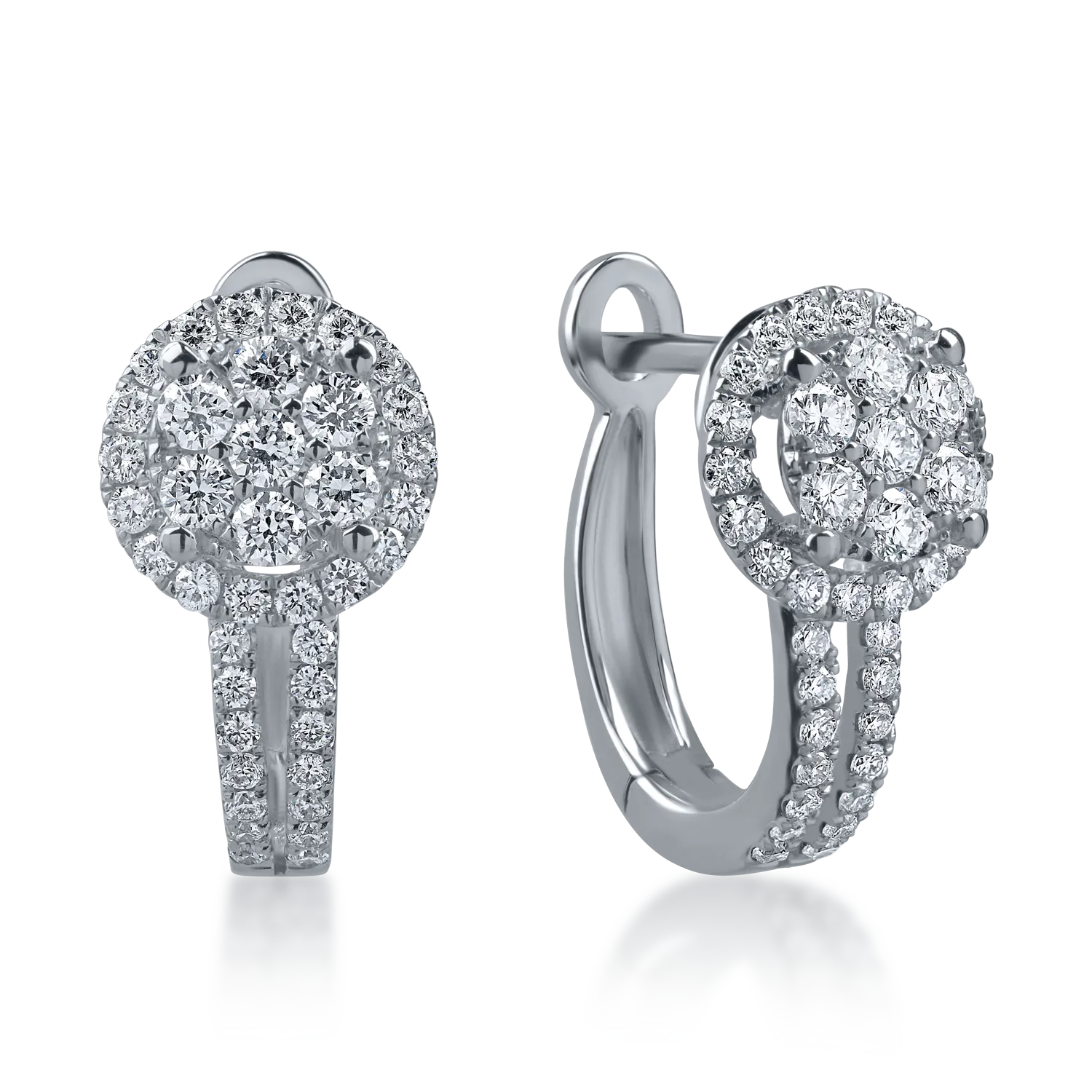 Cercei stud din aur alb cu diamante de 0.4ct