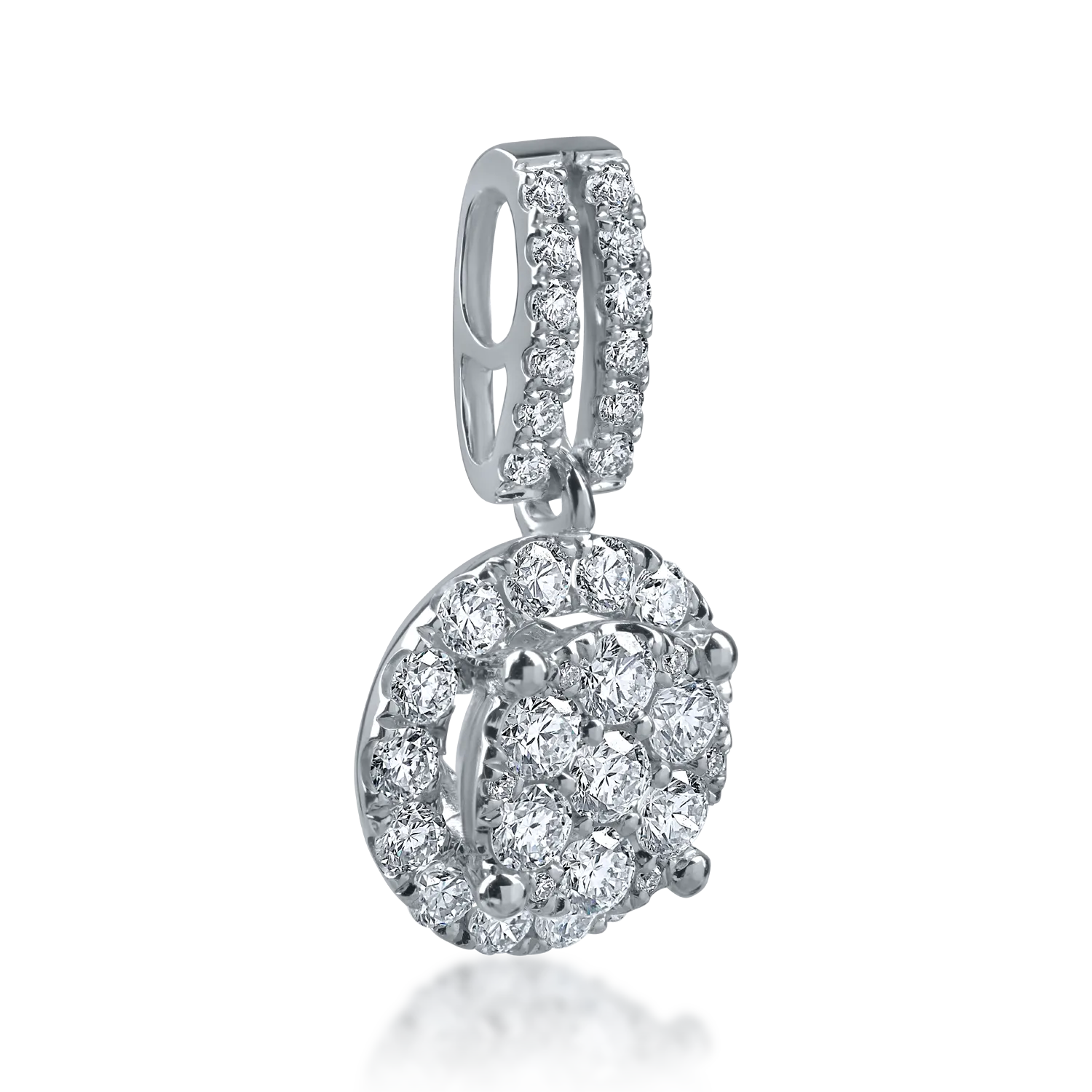 Pandantiv rotund din aur alb cu diamante de 0.4ct
