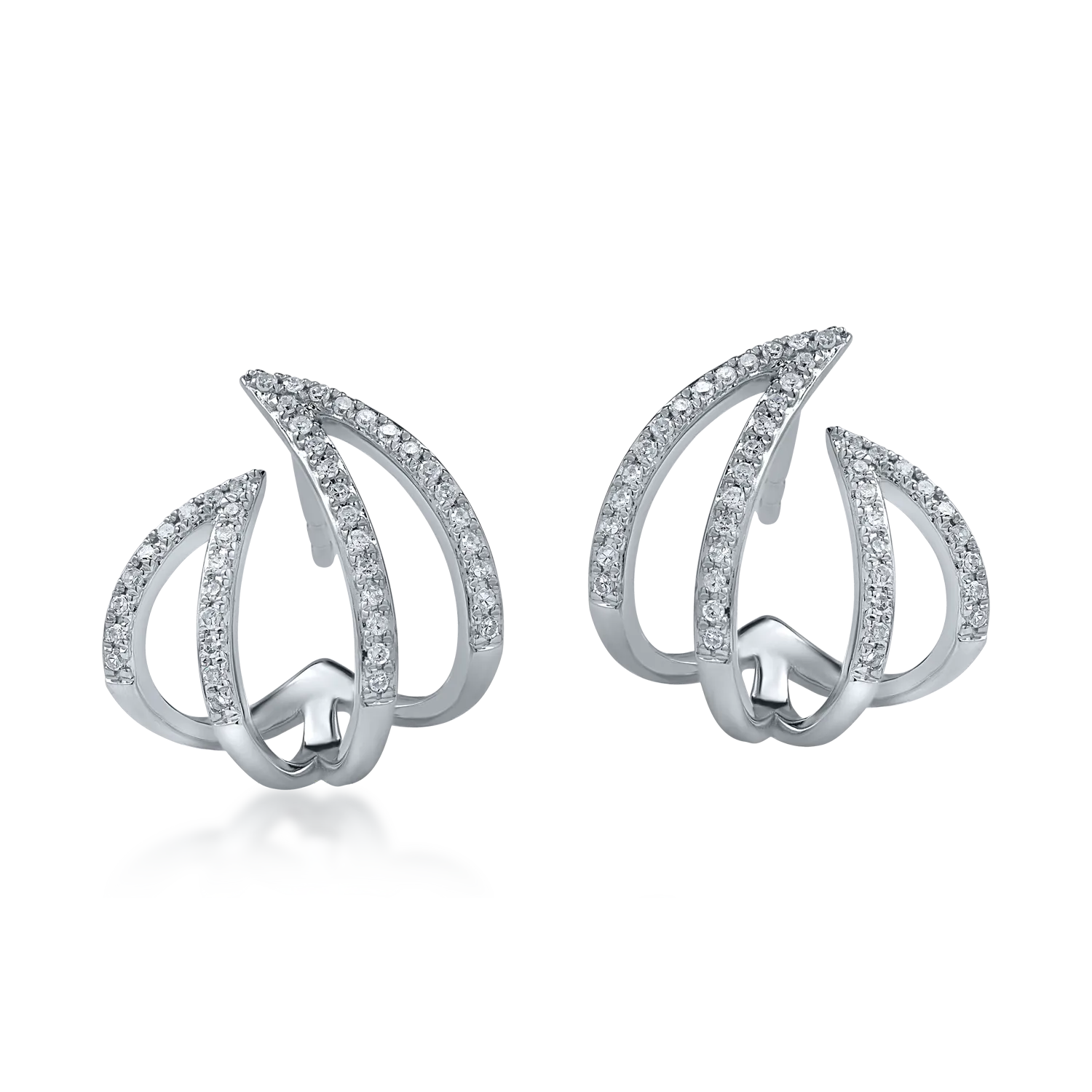 Kolczyki nauszne z białego złota z diamentami o masie 0.25ct