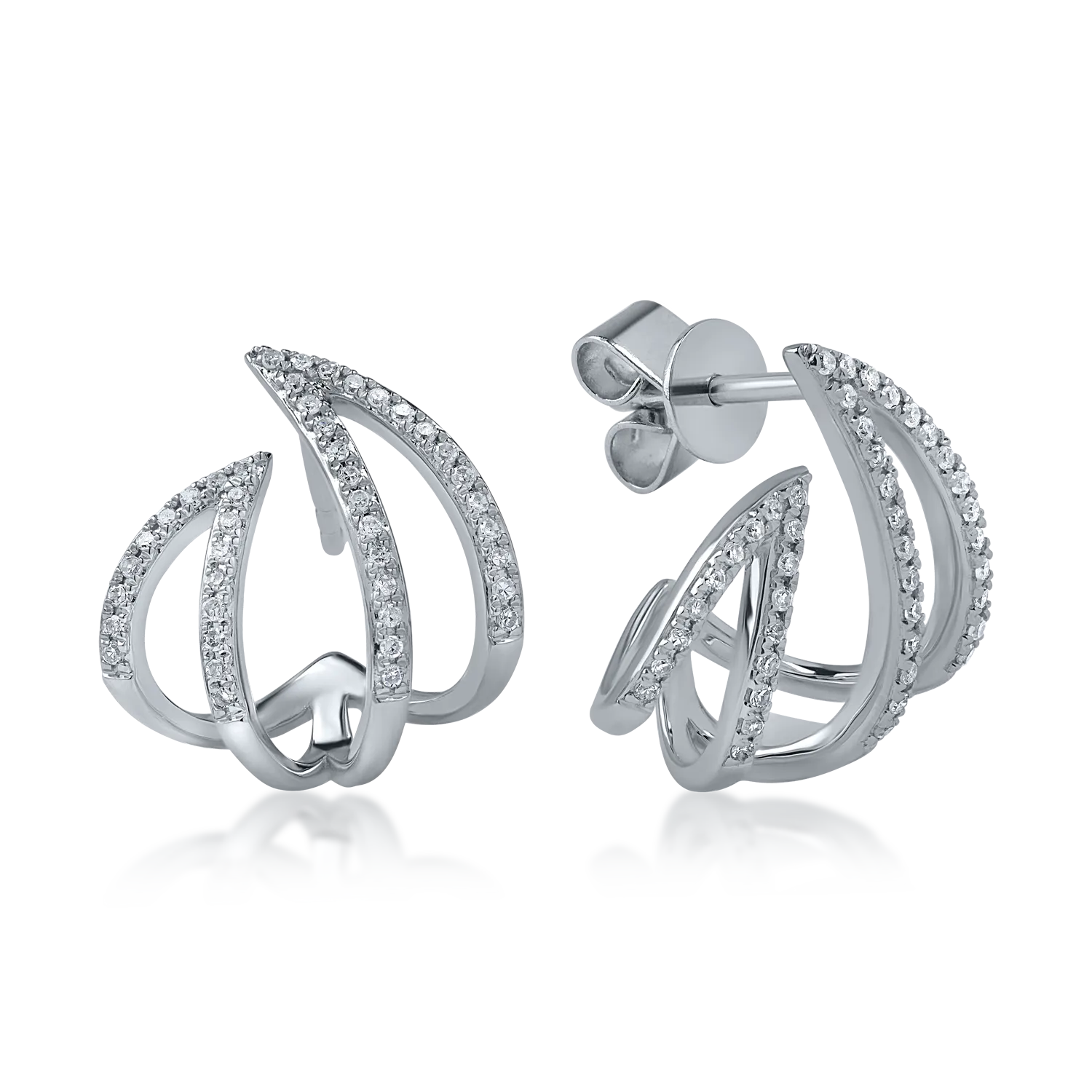Kolczyki nauszne z białego złota z diamentami o masie 0.25ct