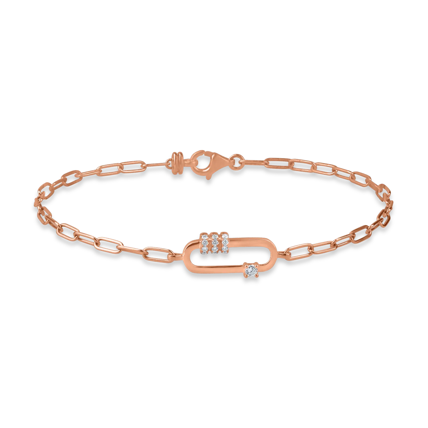 Bratara cu pandantiv geometric din aur roz cu diamante de 0.07ct
