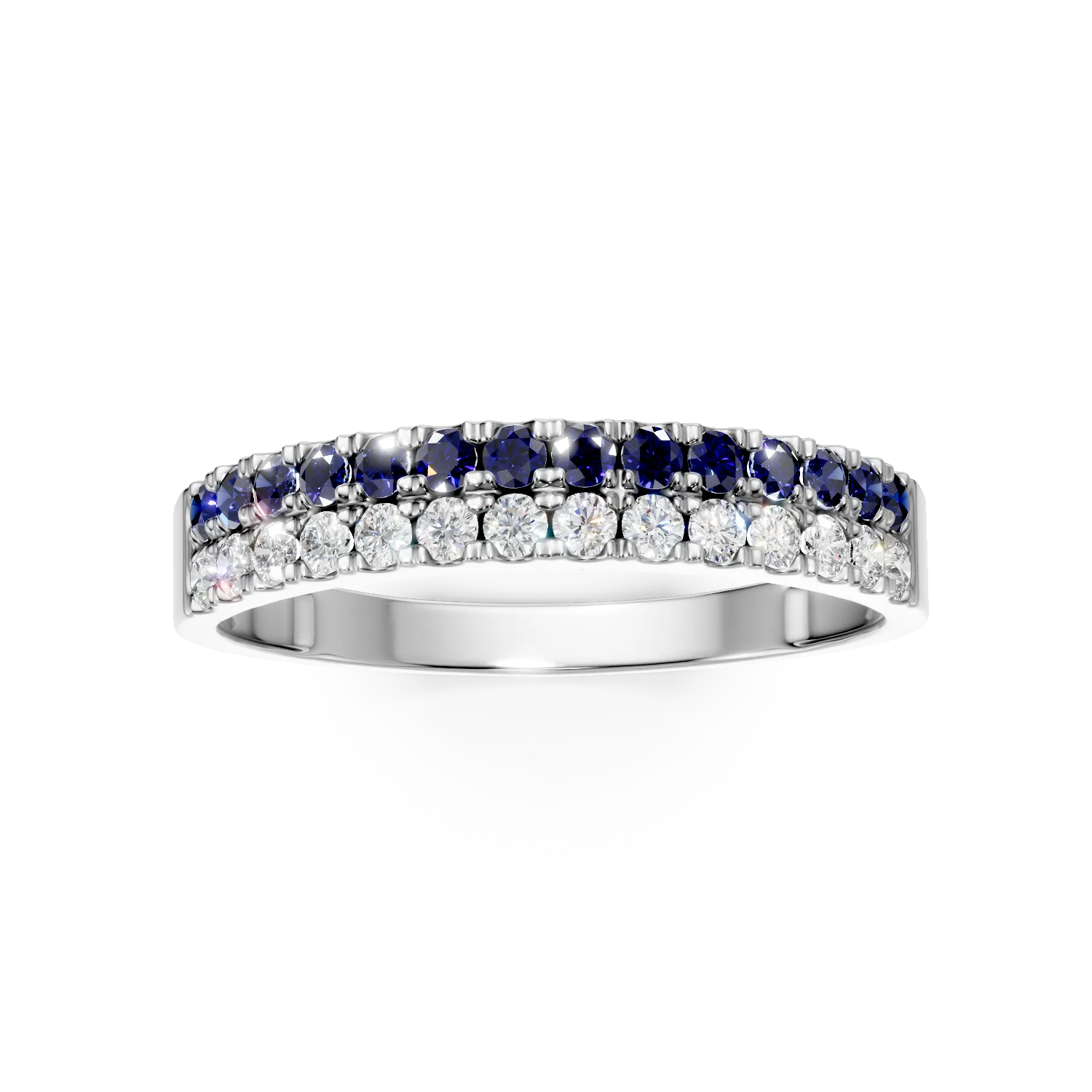 Half eternity ring in white gold with 0.3ct sapphires and 0.2ct diamonds