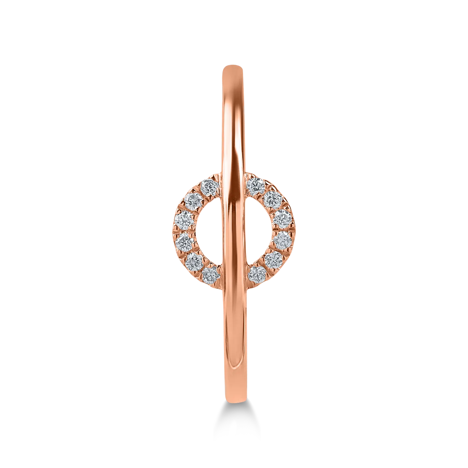 Inel geometric din aur roz cu diamante de 0.06ct