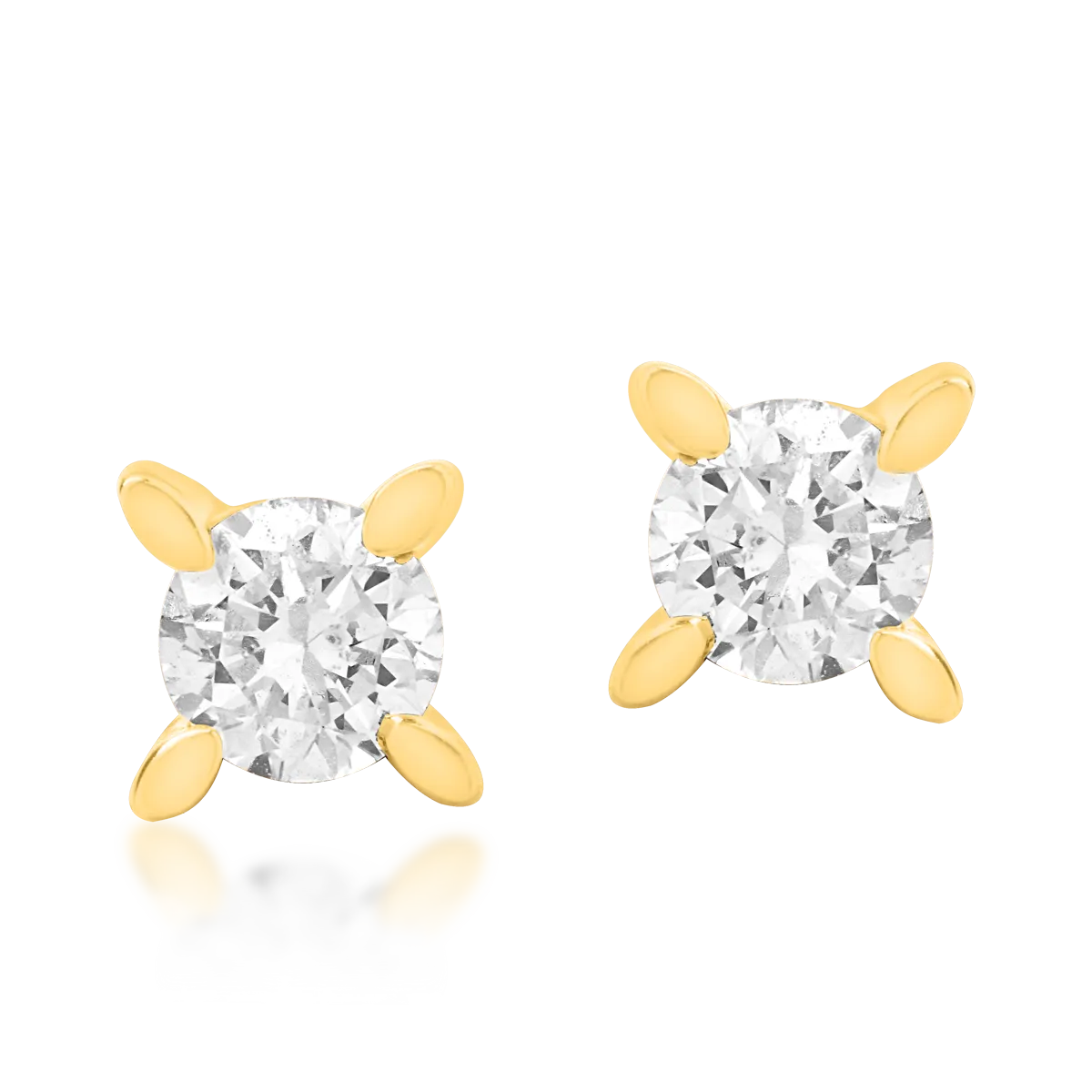 Sárga arany csavaros hátsó fülbevaló 0.5ct gyémántokkal