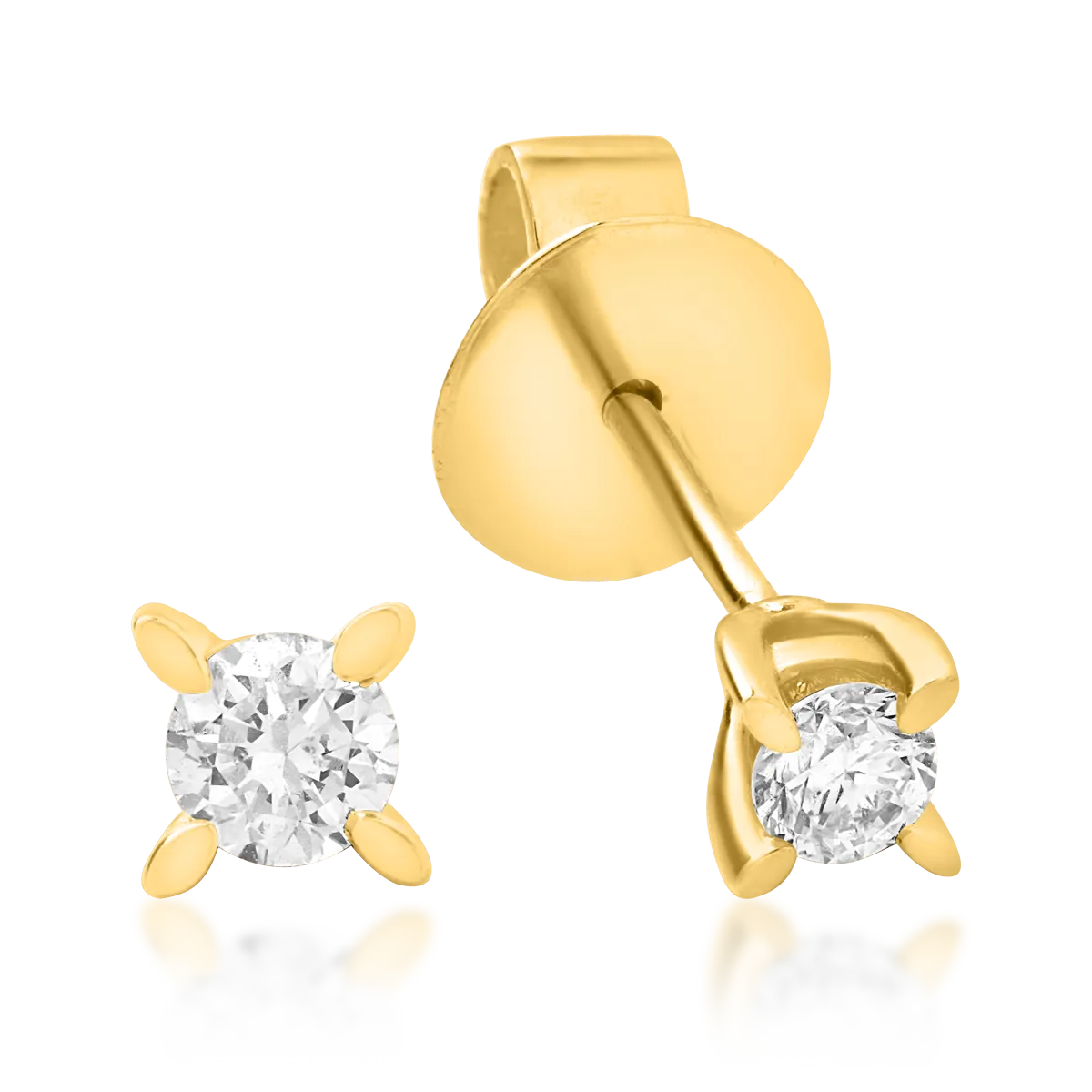 Sárga arany csavaros hátsó fülbevaló 0.5ct gyémántokkal