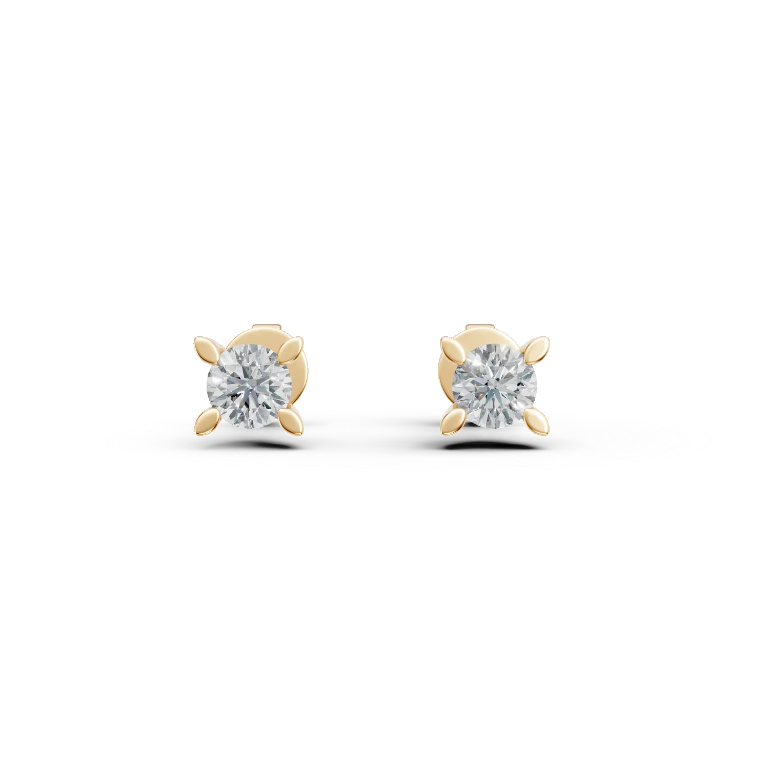 Обеци на винт от жълто злато с диаманти 0.5кт-174787