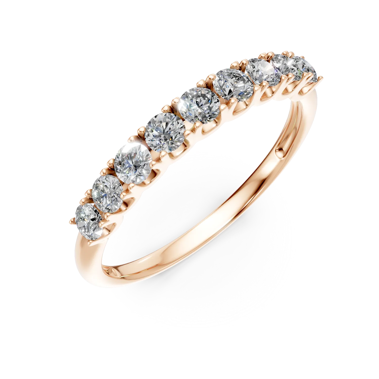 Rózsarany fél örökkévalóság gyűrű 0.5ct gyémántokkal