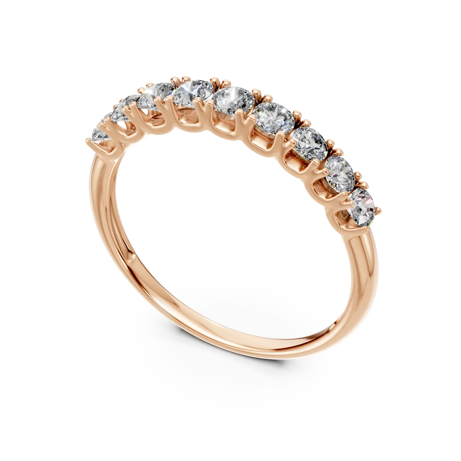 Rózsarany fél örökkévalóság gyűrű 0.5ct gyémántokkal