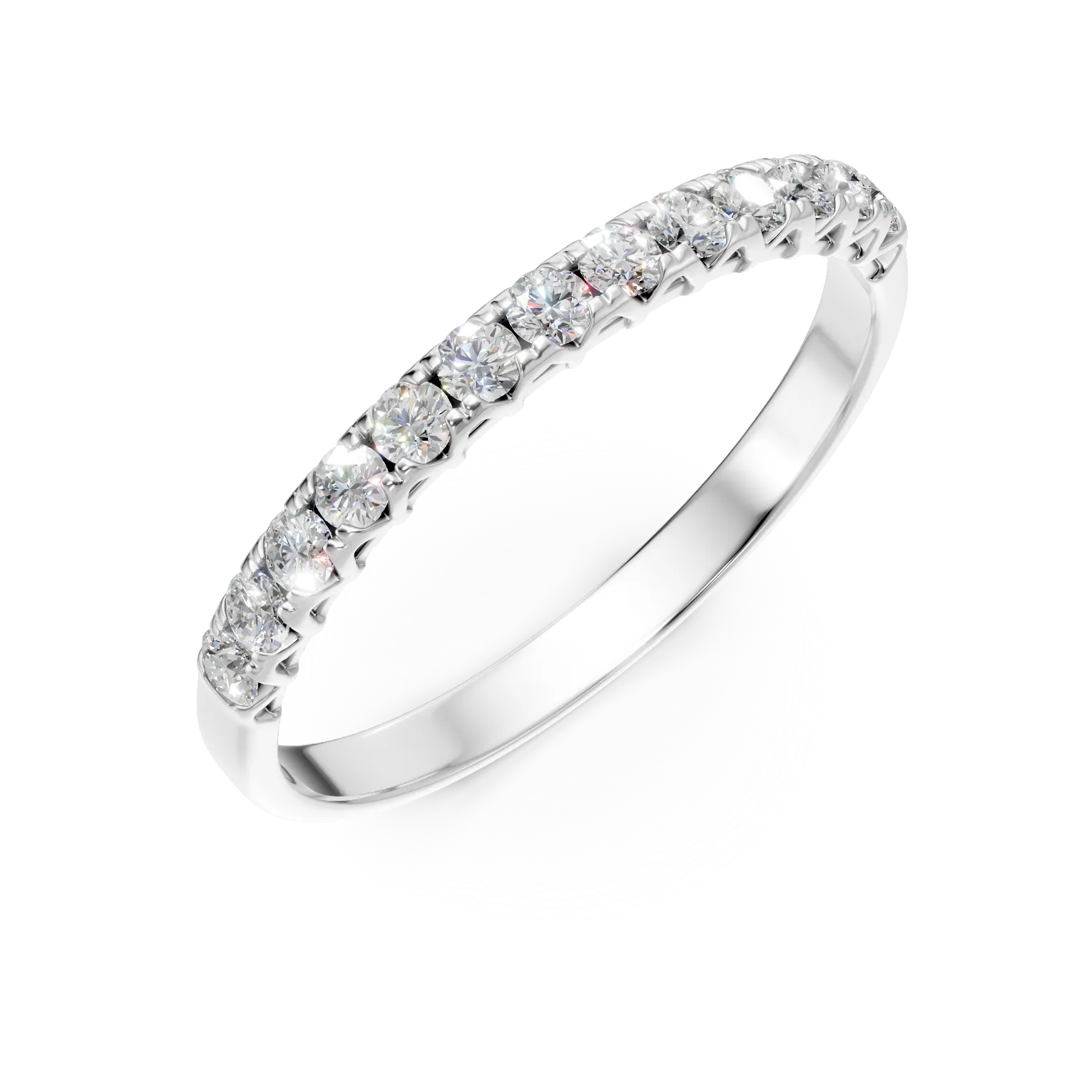 Inel semi eternity din aur alb cu diamante de 0.2ct