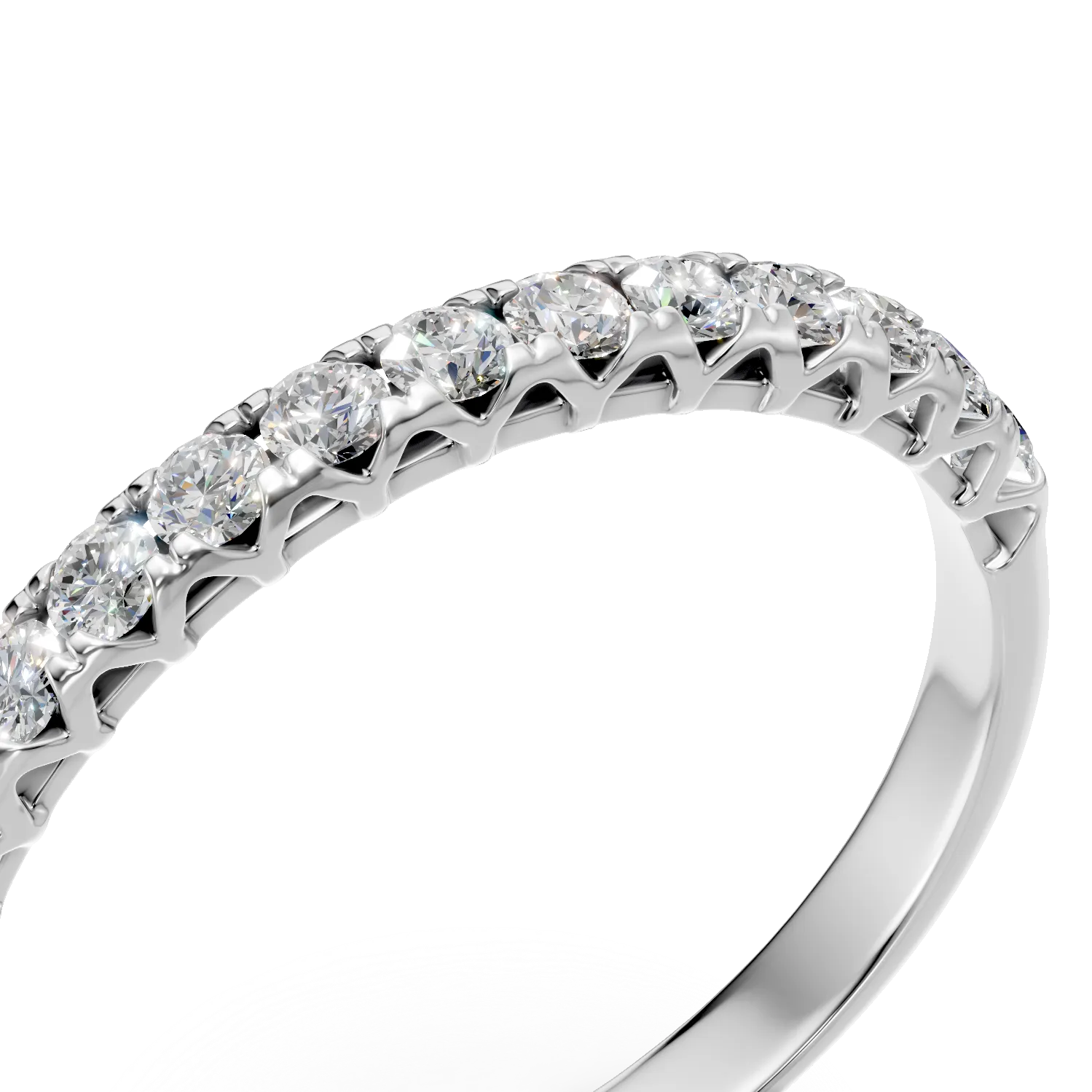 Inel semi eternity din aur alb cu diamante de 0.2ct