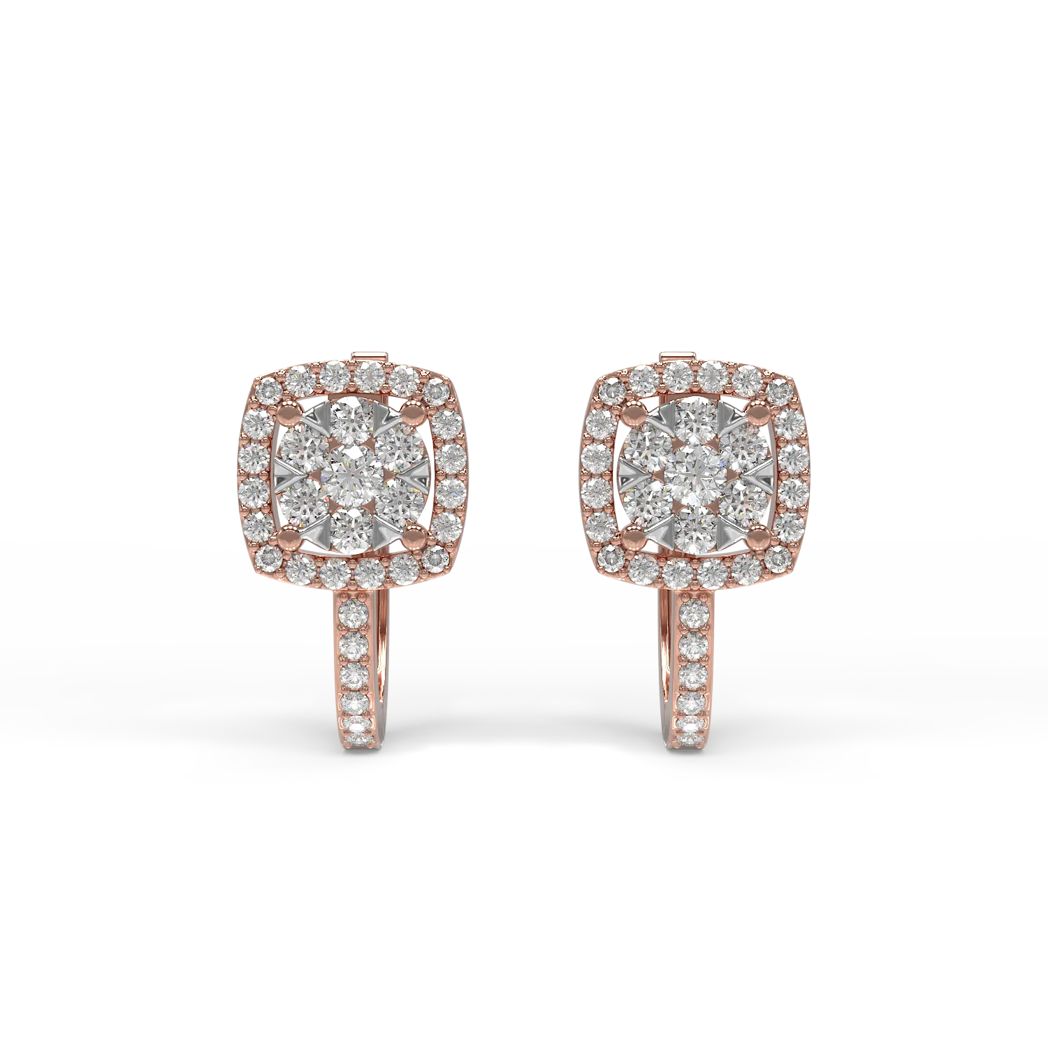 Cercei on ear din aur alb-roz cu diamante de 0.4ct