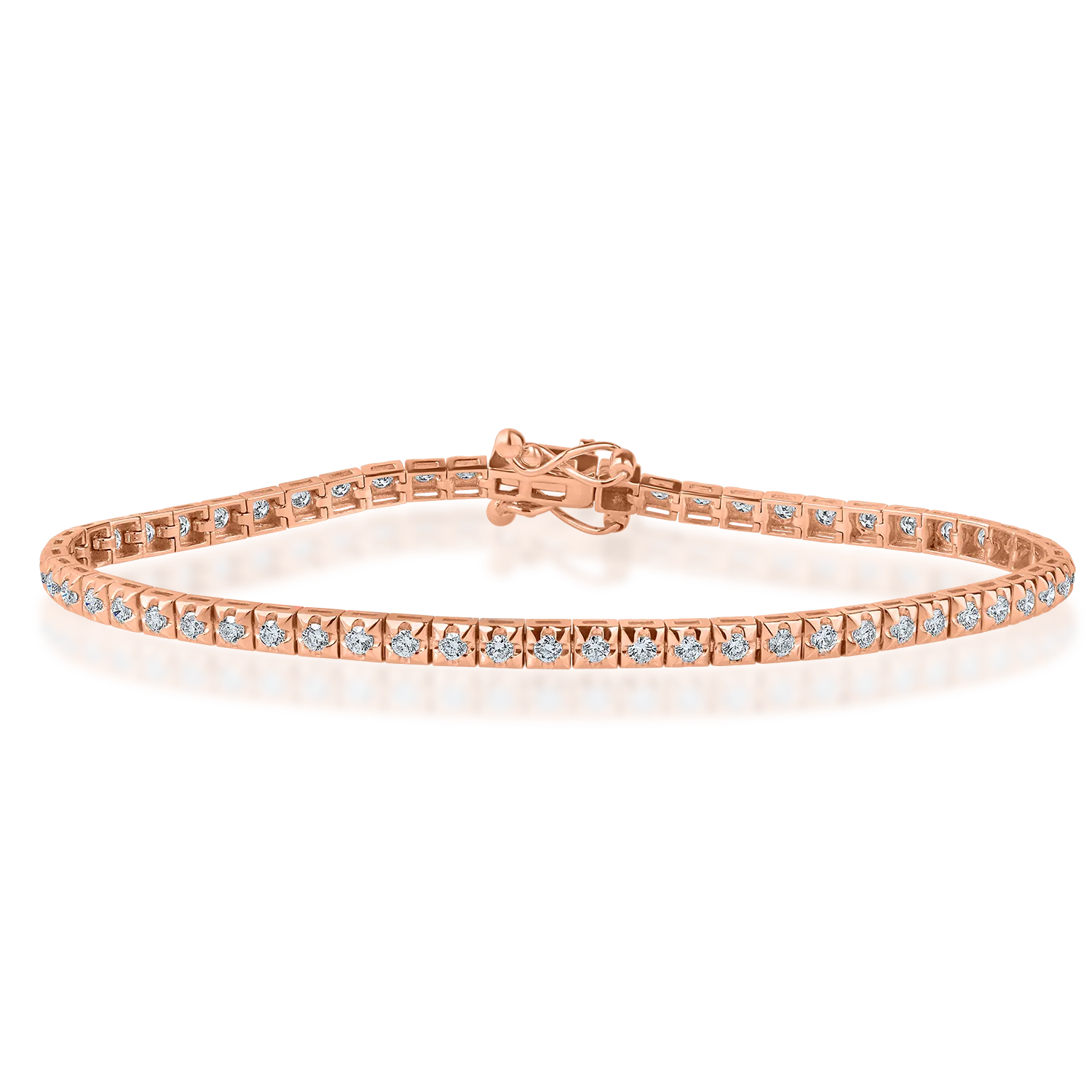 Teilor Bratara tennis din aur roz cu diamante 1ct