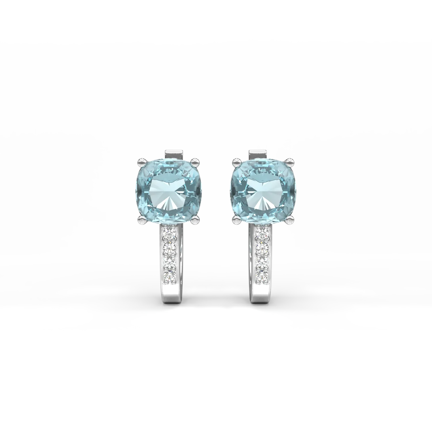 White gold on-ear earrings with 1.3ct swiss blue topazes and 0.02ct diamonds