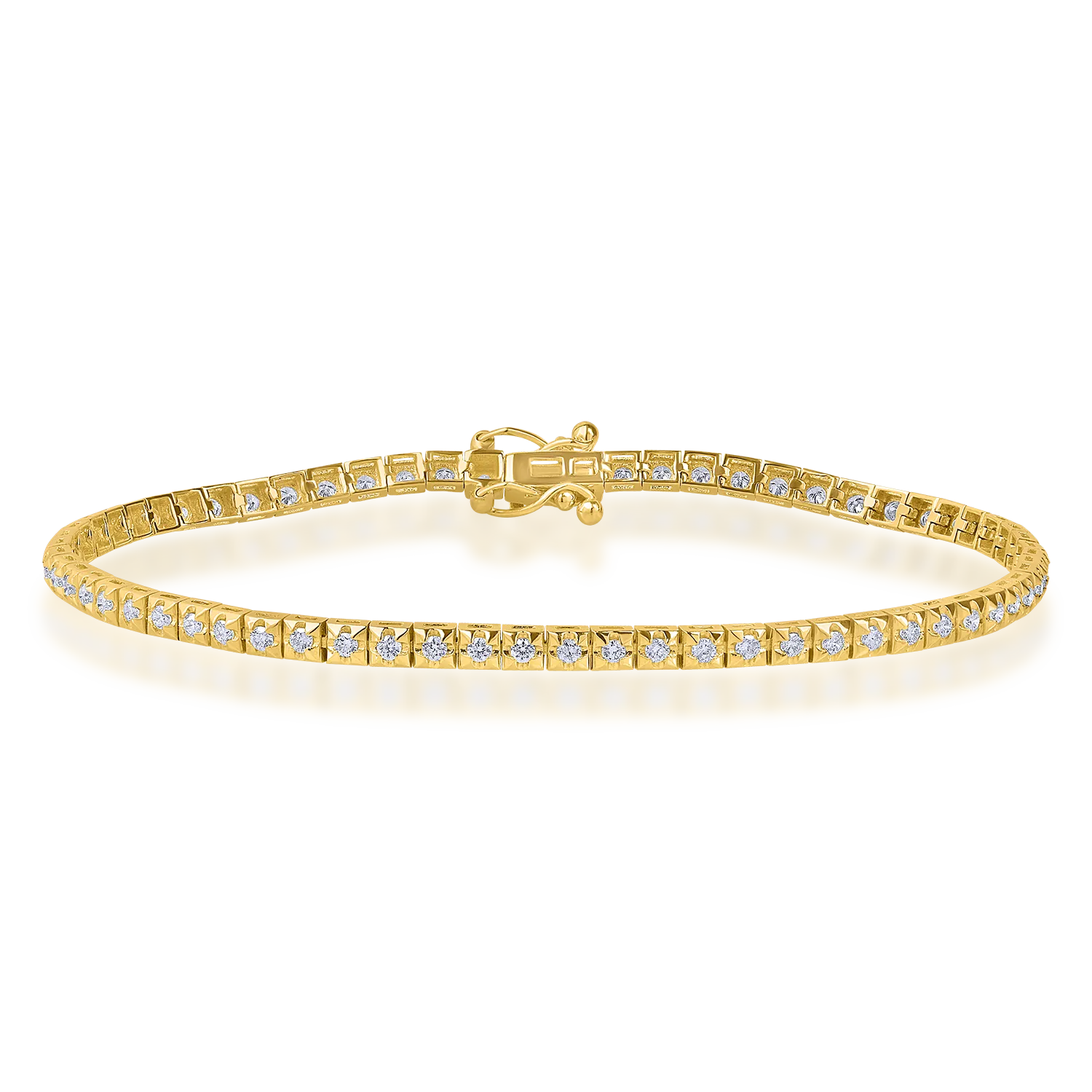 Yellow gold tennis bracelet with 1ct diamonds