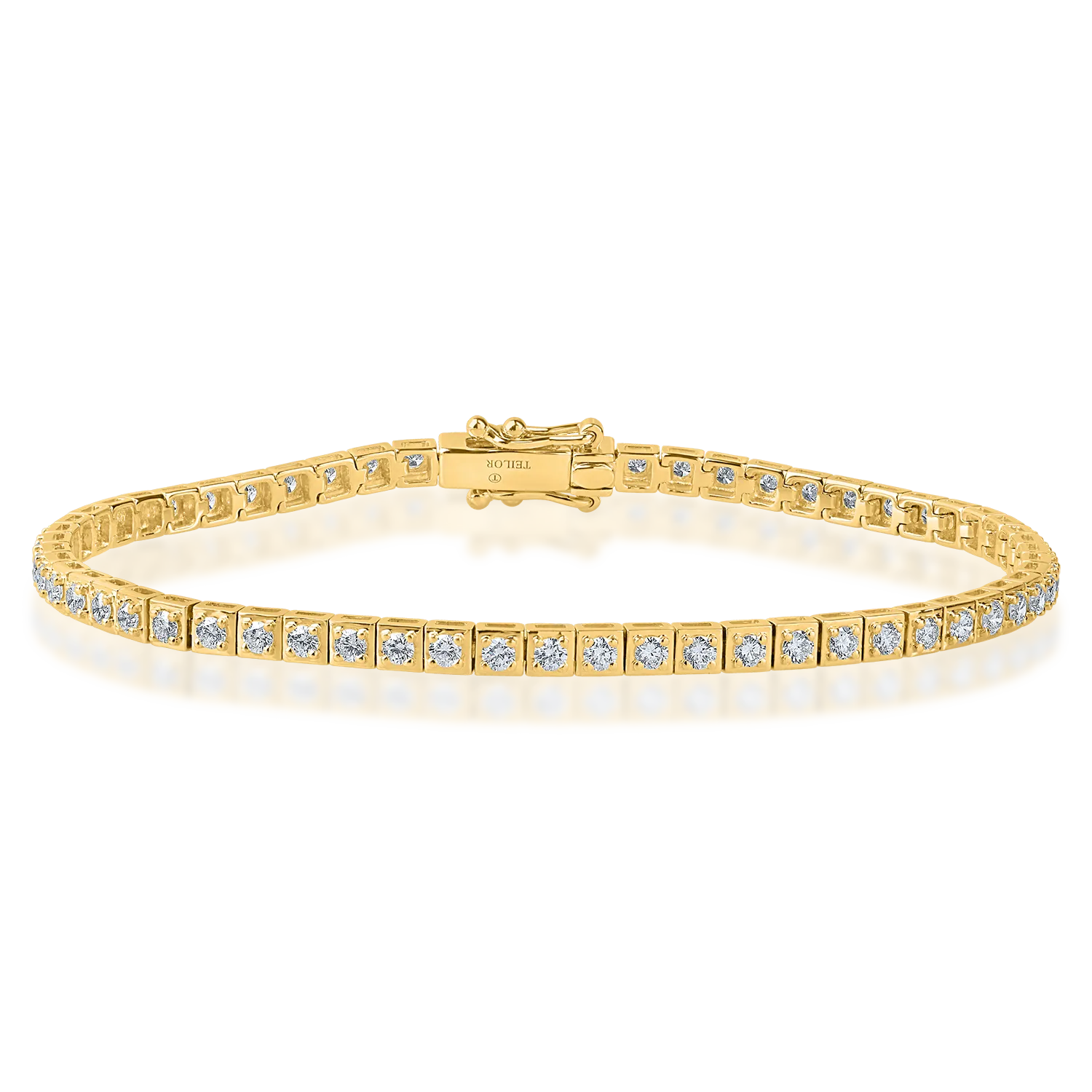 Yellow gold tennis bracelet with 1.9ct diamonds
