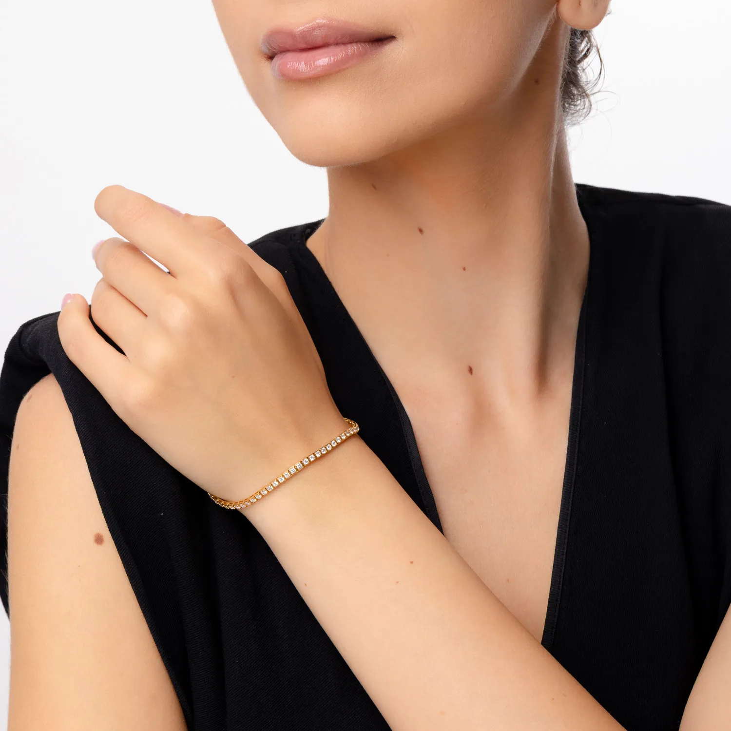 Sárga arany tenisz karkötő 2.1ct gyémántokkal