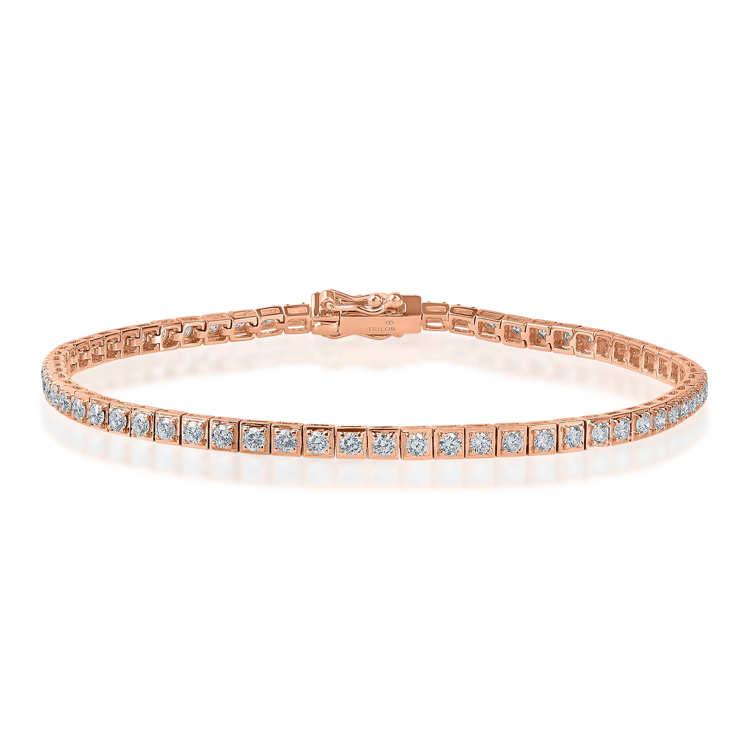 Teilor Bratara tennis din aur roz cu diamante de 1.8ct
