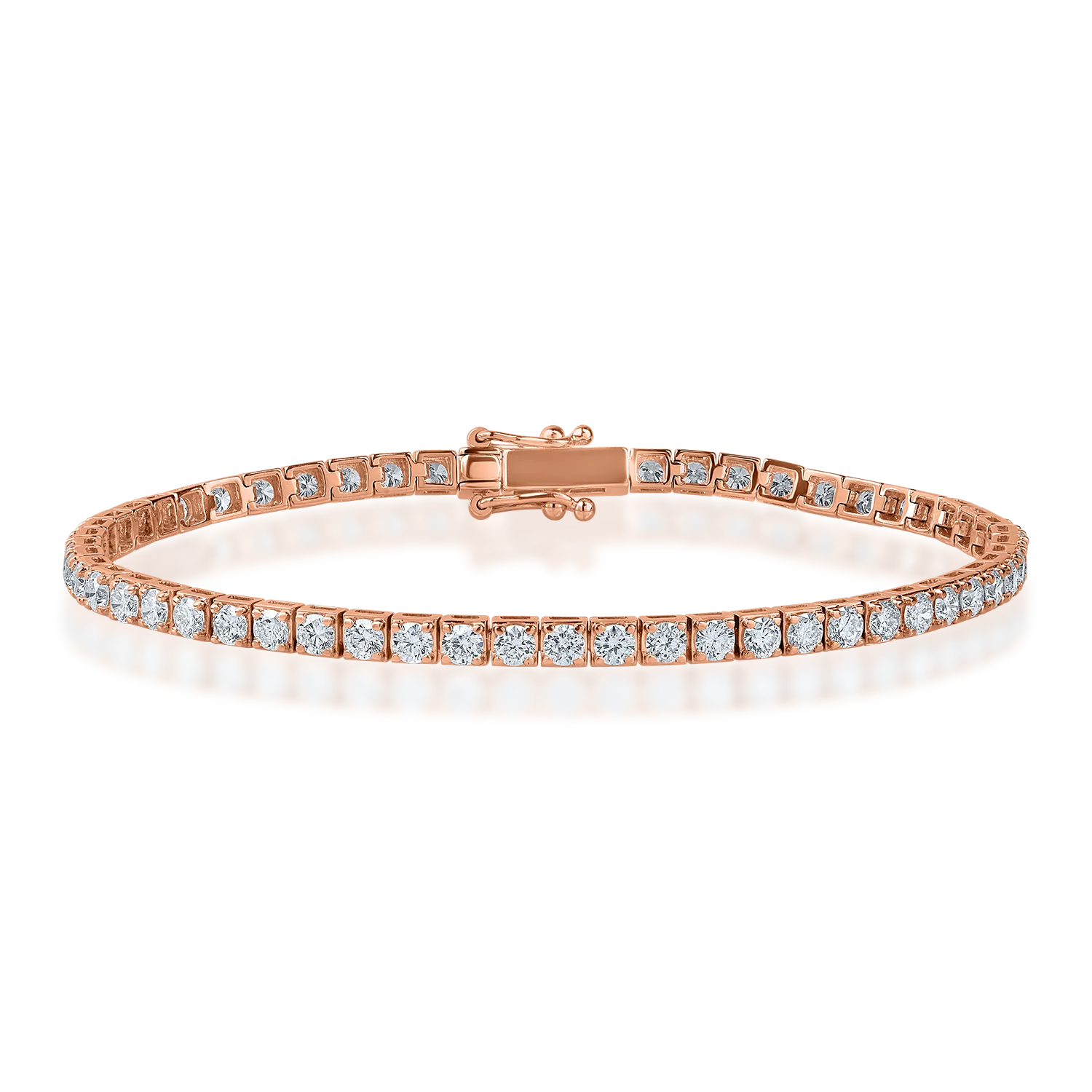 Teilor Bratara tennis din aur roz cu diamante de 2.8ct