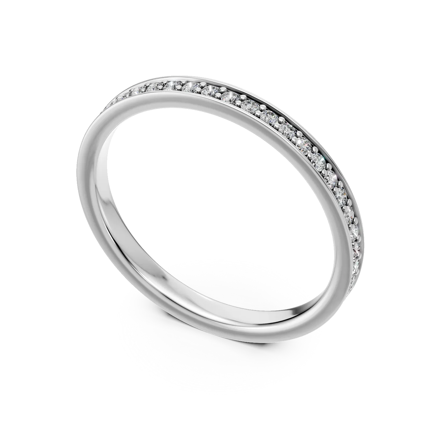 Pierścionek wieczności z białego złota z diamentami o masie 0.3ct