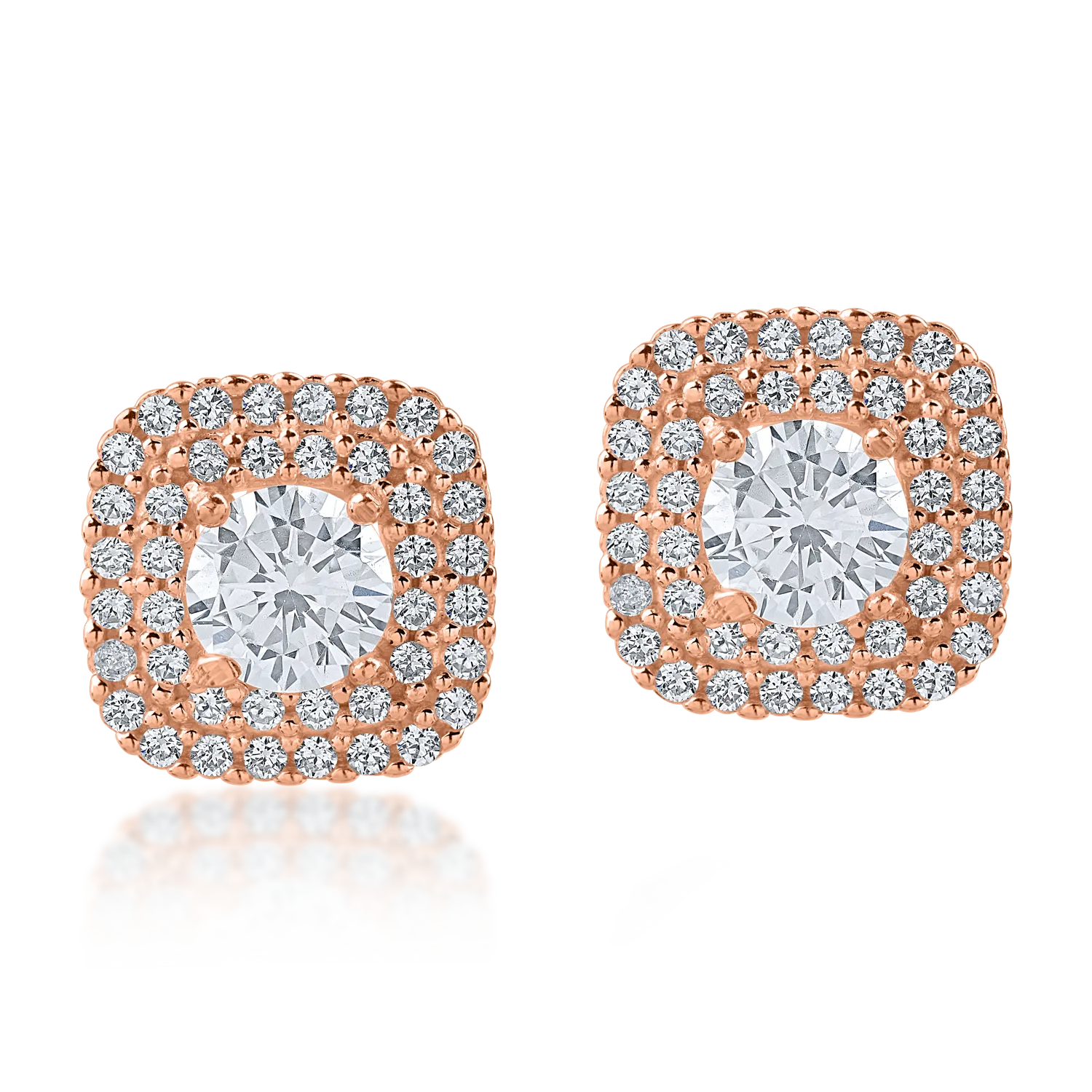 Rózsarany geometrikus fülbevaló cirkóniával