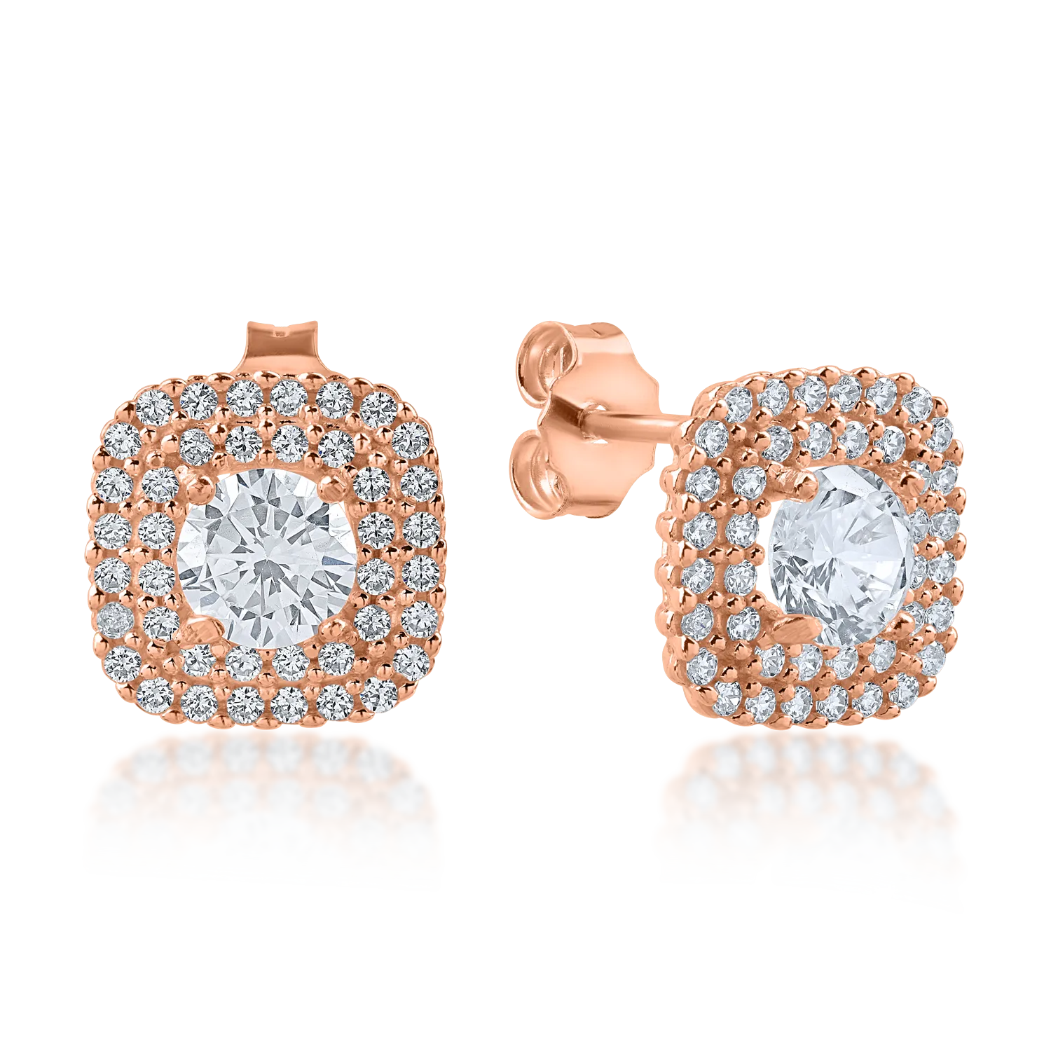 Rose gold geometric earrings with zirconia