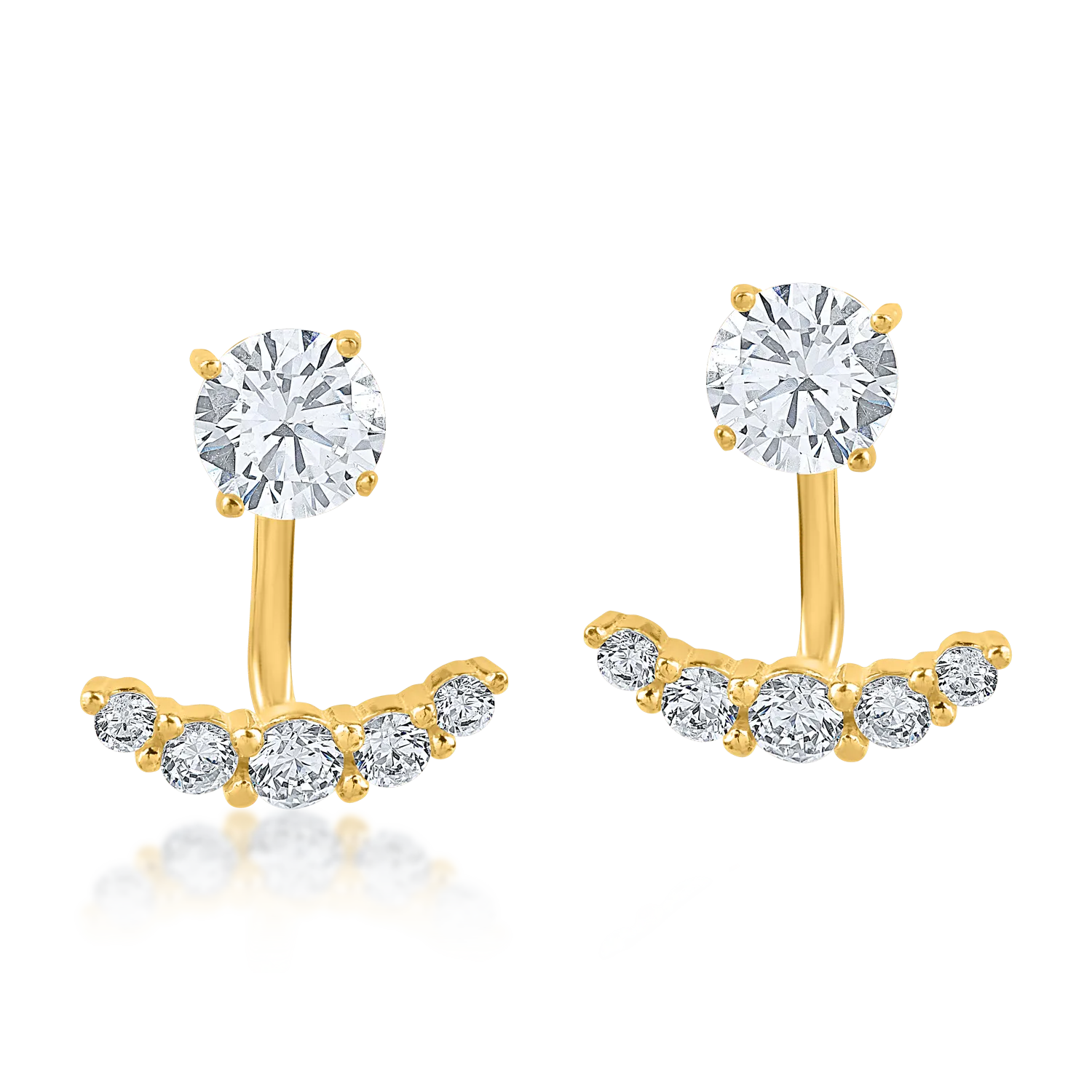 Yellow gold stud earrings with zirconia