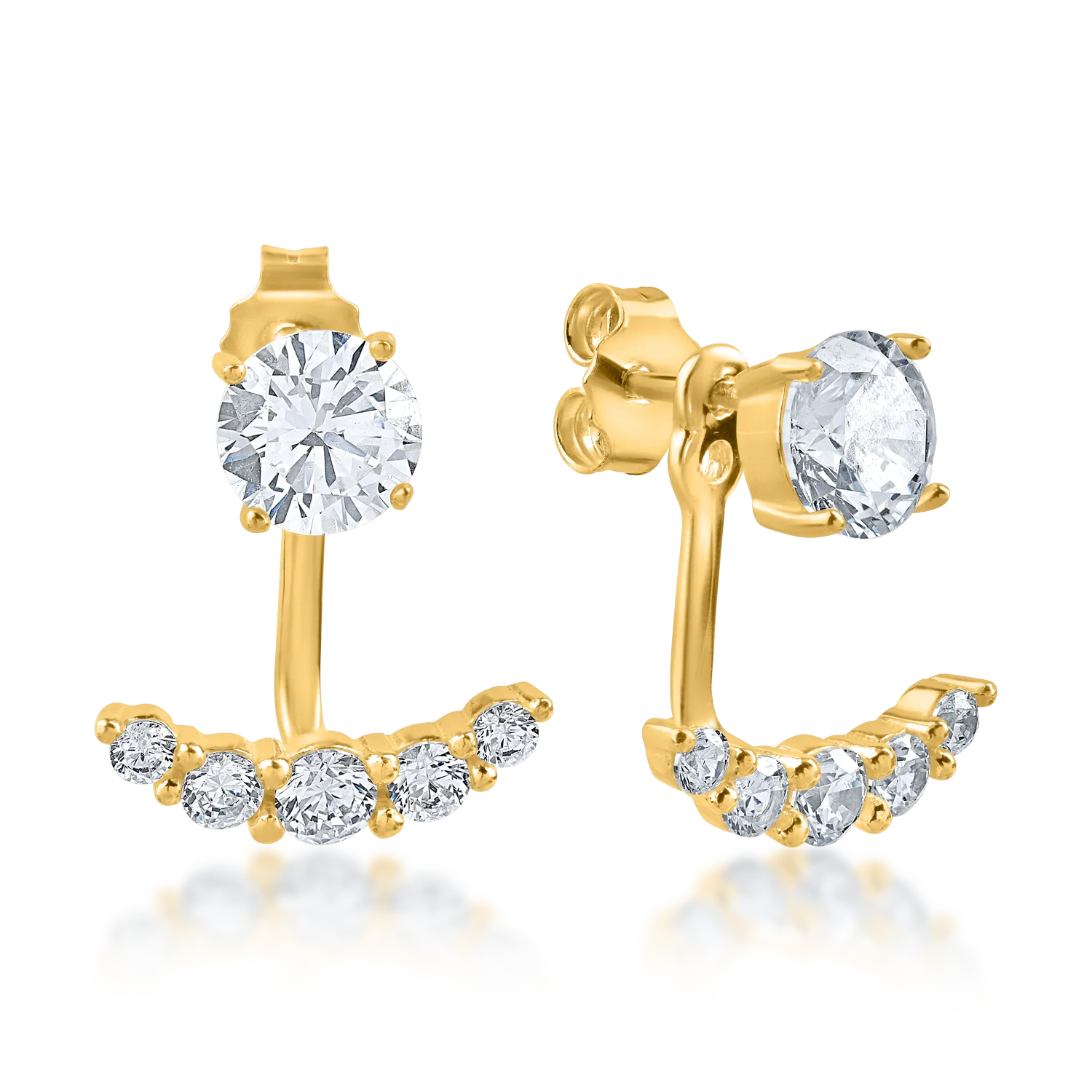 Yellow gold stud earrings with zirconia