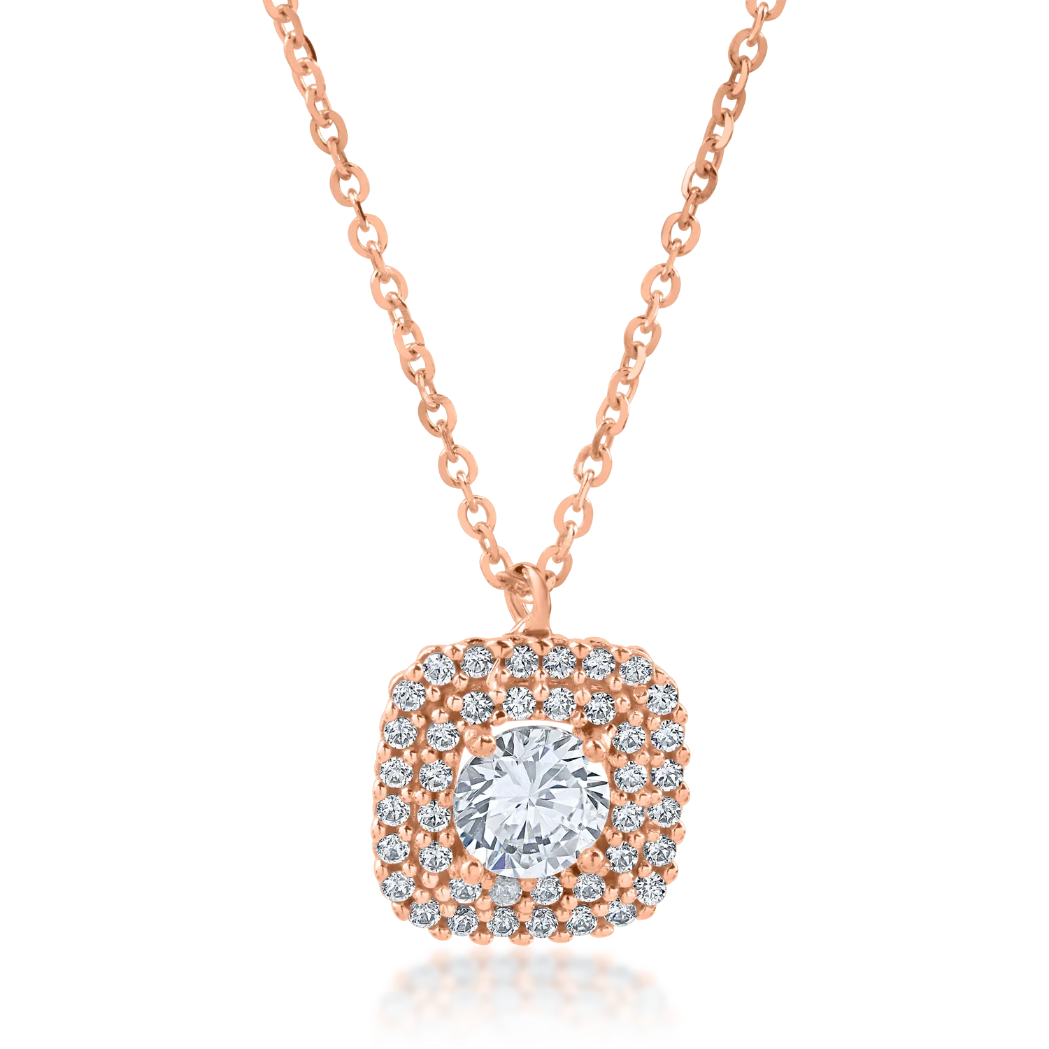 Rose gold geometric pendant necklace with zirconia