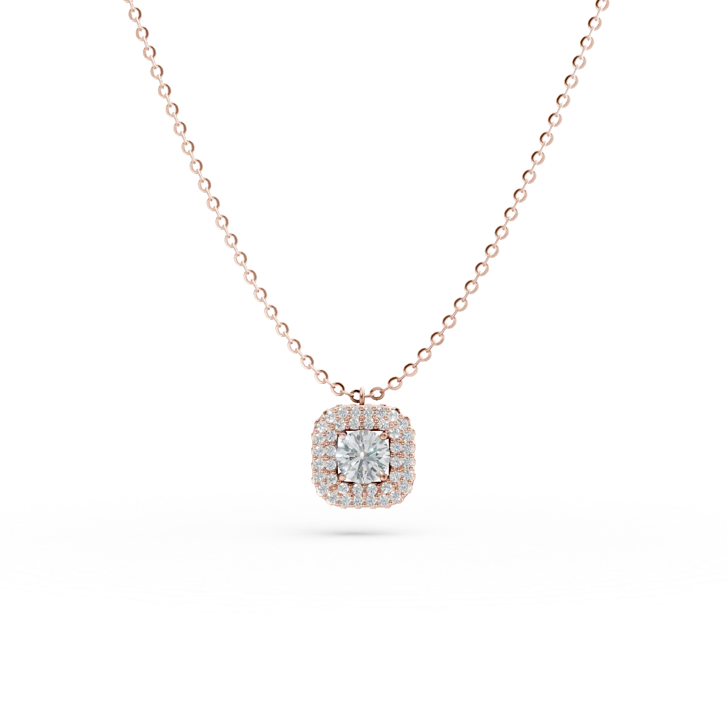 Rose gold geometric pendant necklace with zirconia