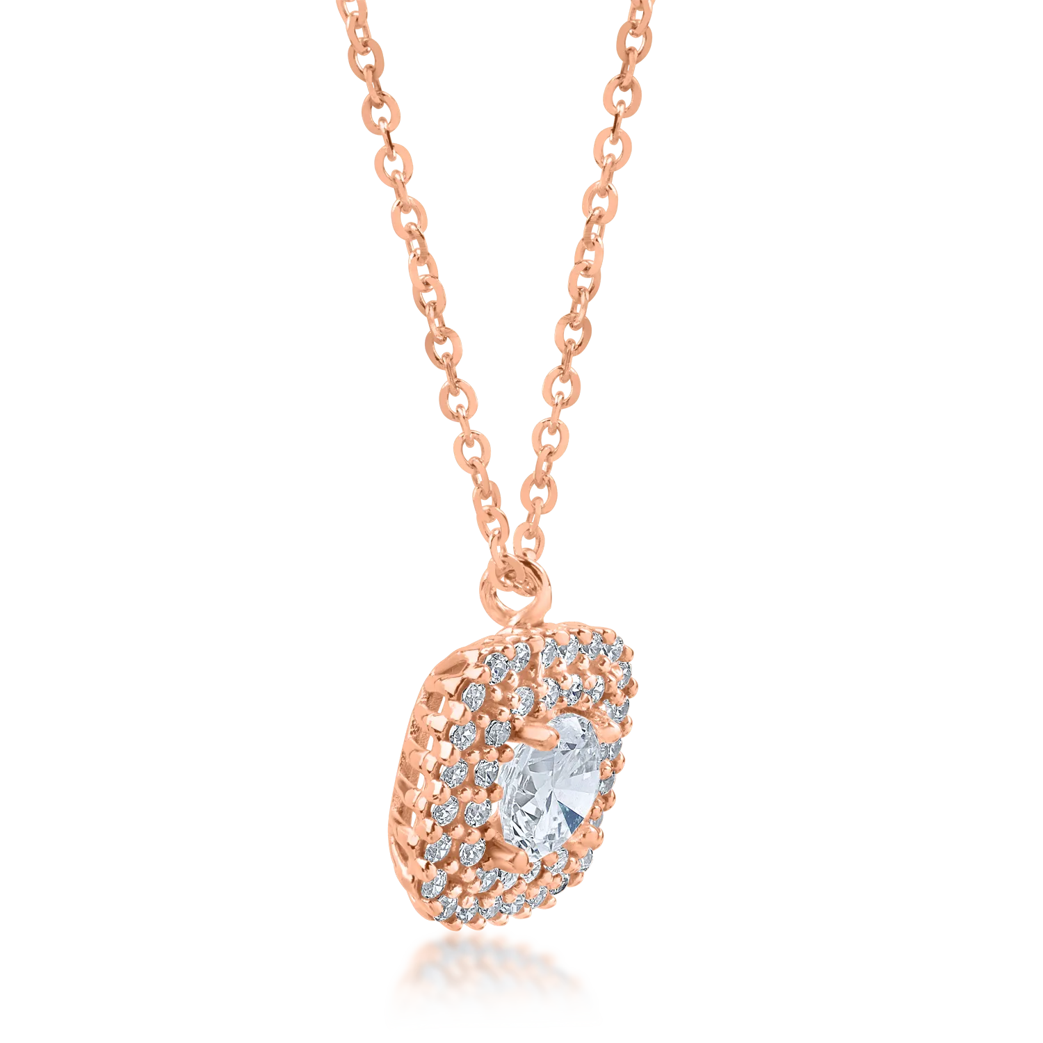 Rose gold geometric pendant necklace with zirconia