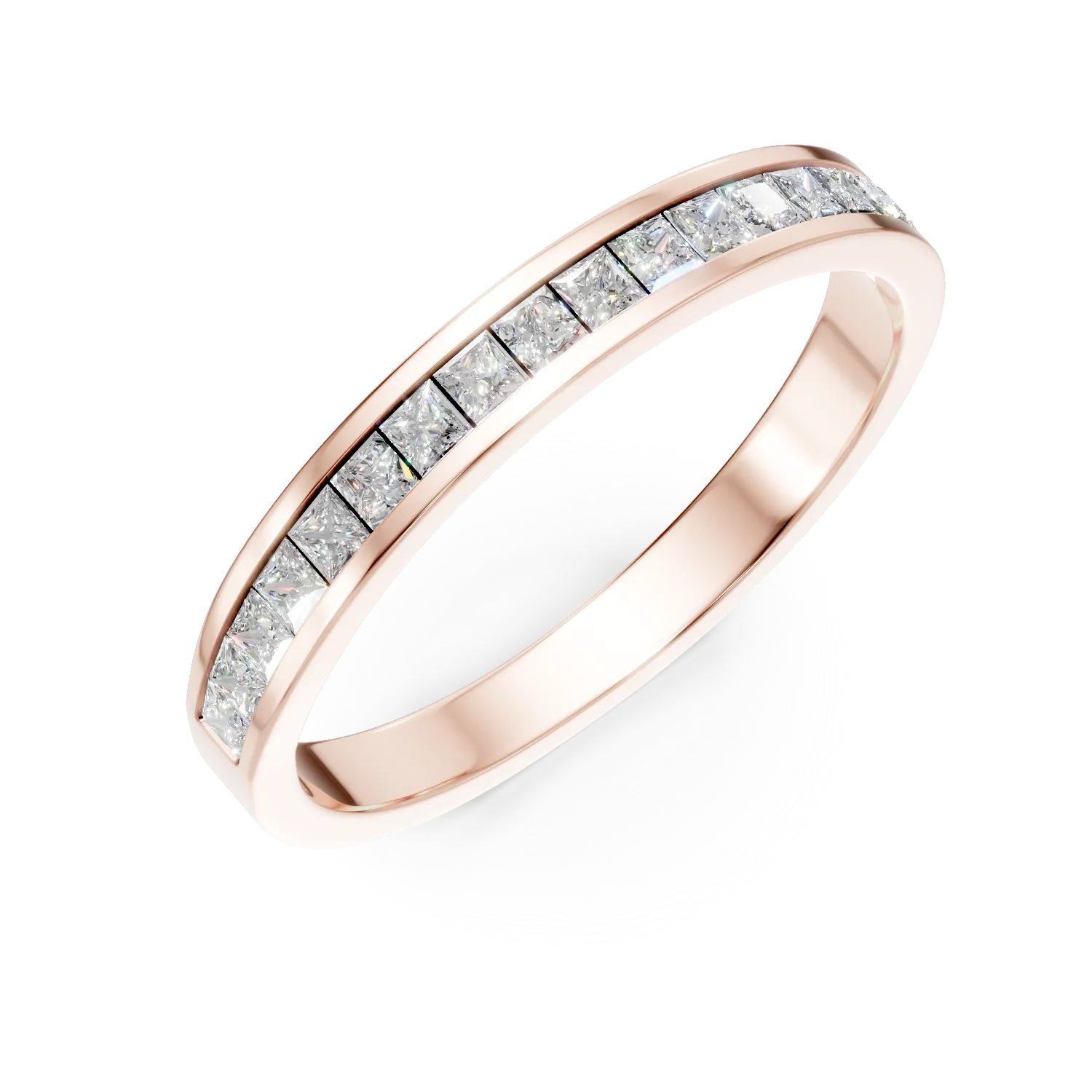 Teilor Inel semi eternity din aur roz cu diamante princess de 0.3ct