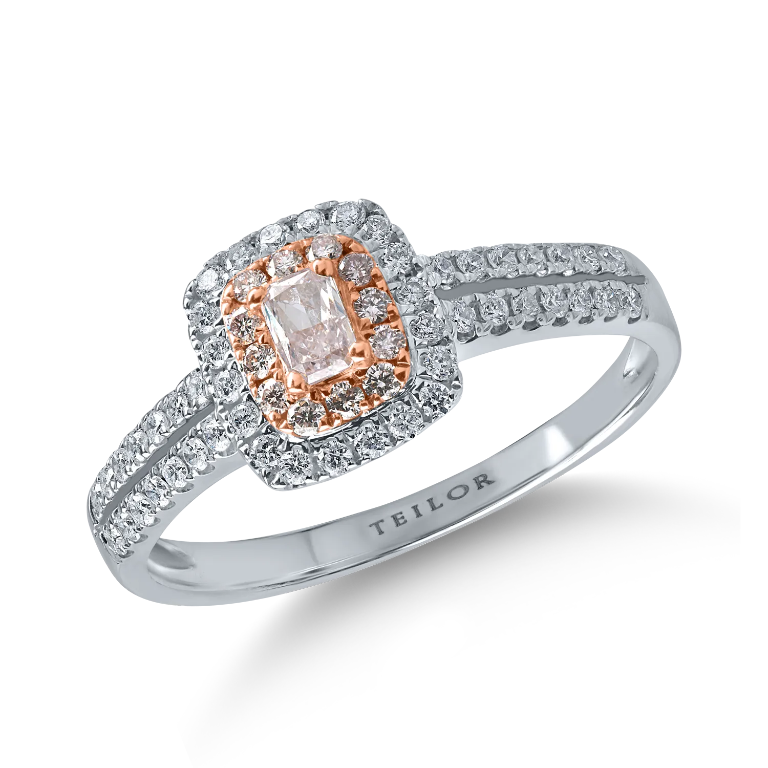 Fehér rózsa arany gyűrű 0.5ct gyémántokkal