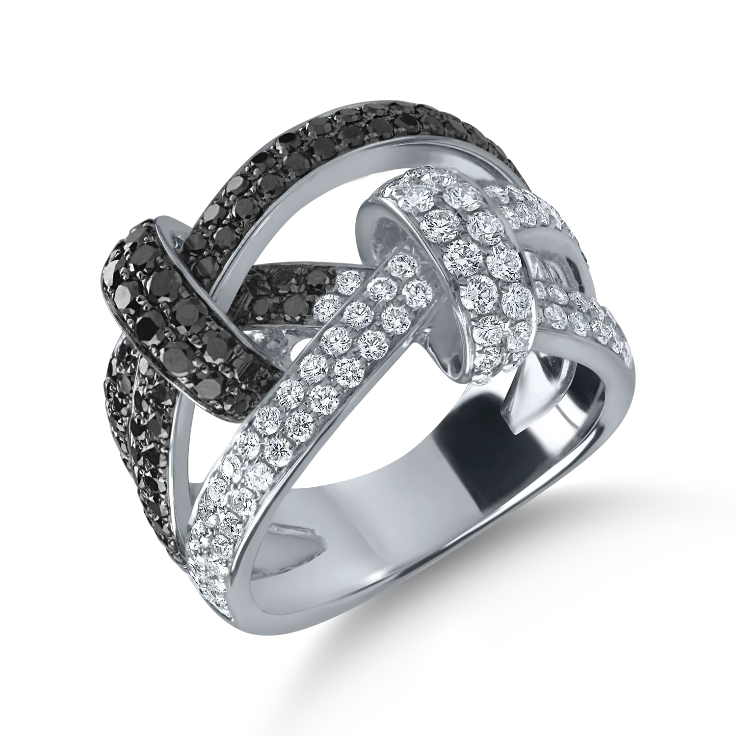 Inel din aur alb cu diamante negre si incolore de 1.7ct-175210