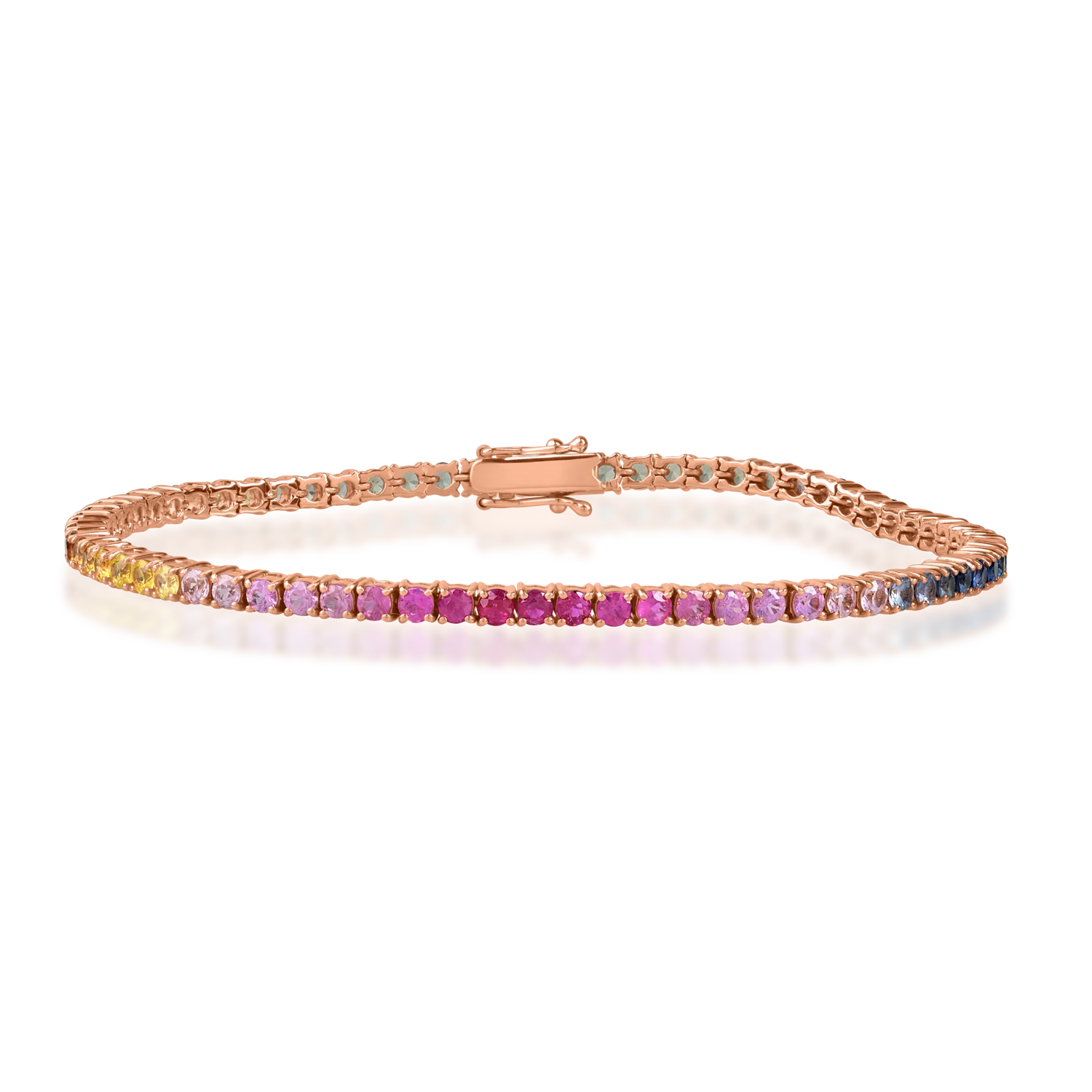 Rose gold tennis bracelet with 5.23ct multicolored sapphires-175273