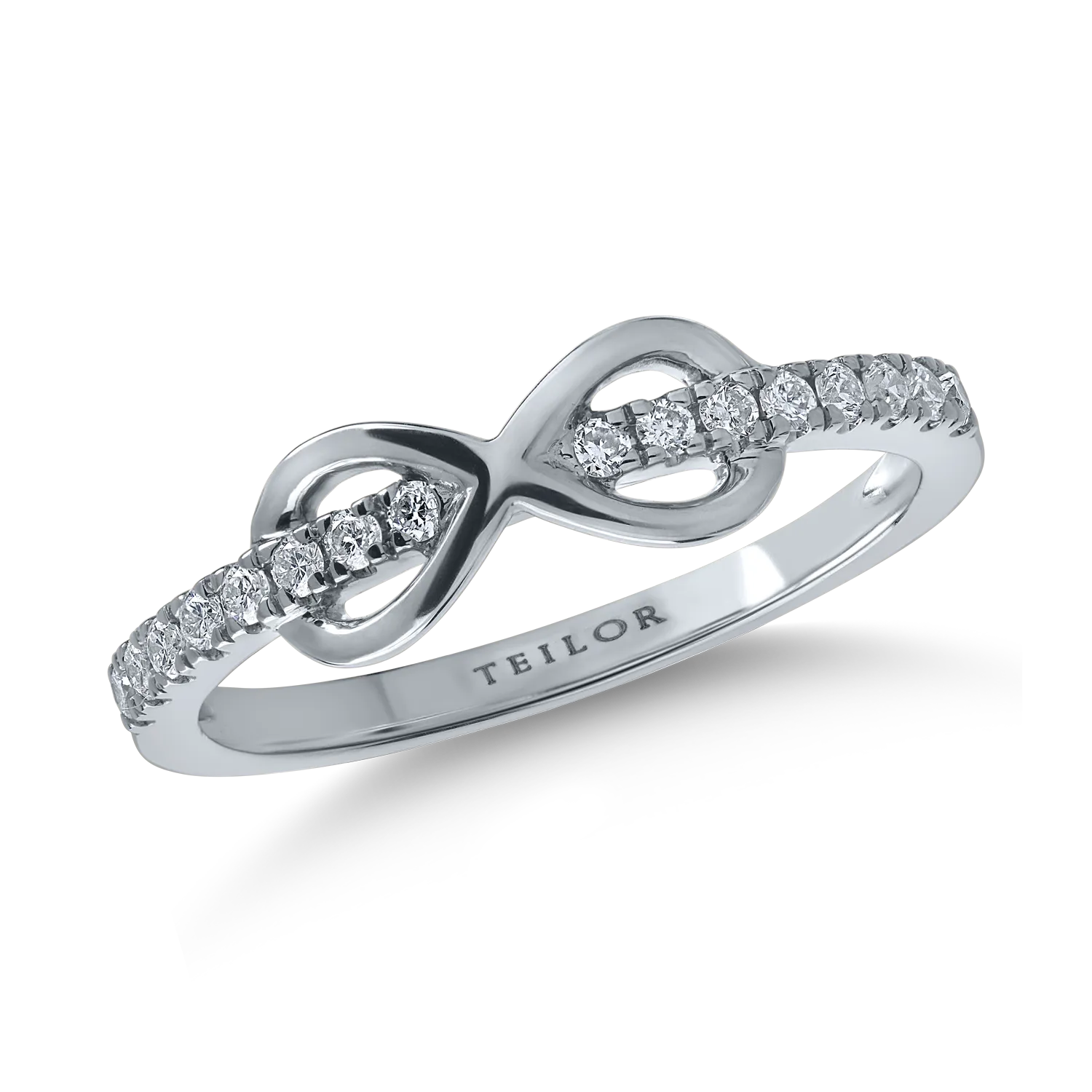 Безкраен пръстен от бяло злато с 0.1кт диаманти