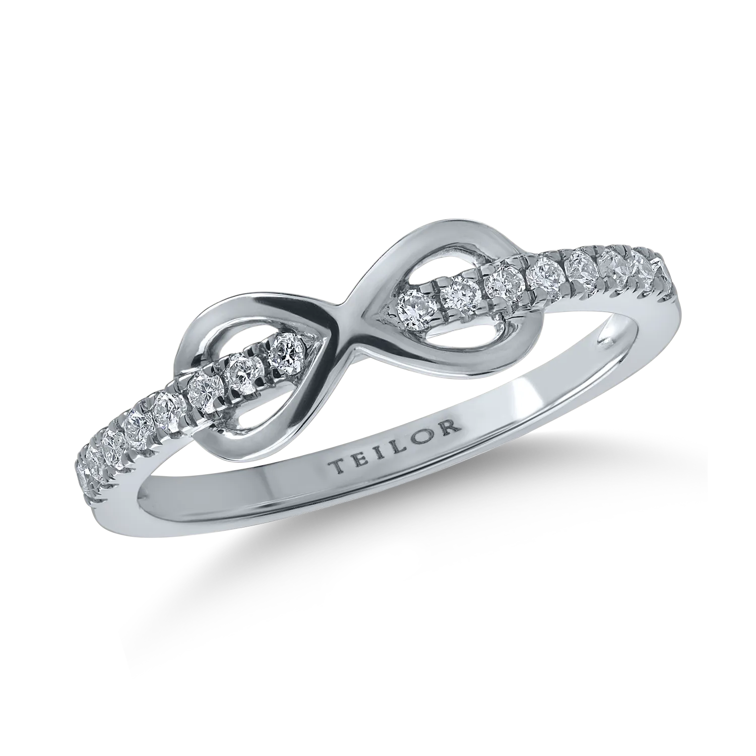 Pierścionek nieskończoność z białego złota z diamentami o masie 0.1ct-176021