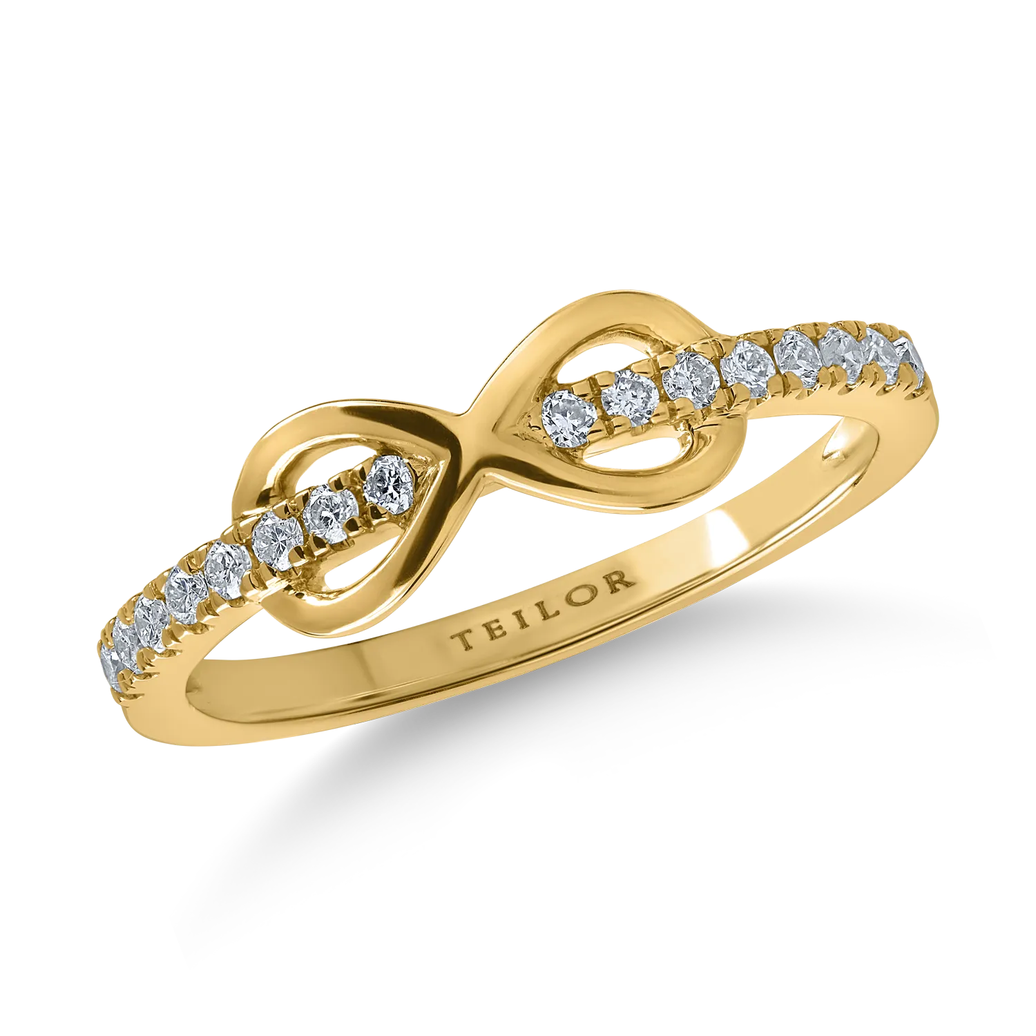 Безкраен пръстен от жълто злато с диаманти 0.1кт