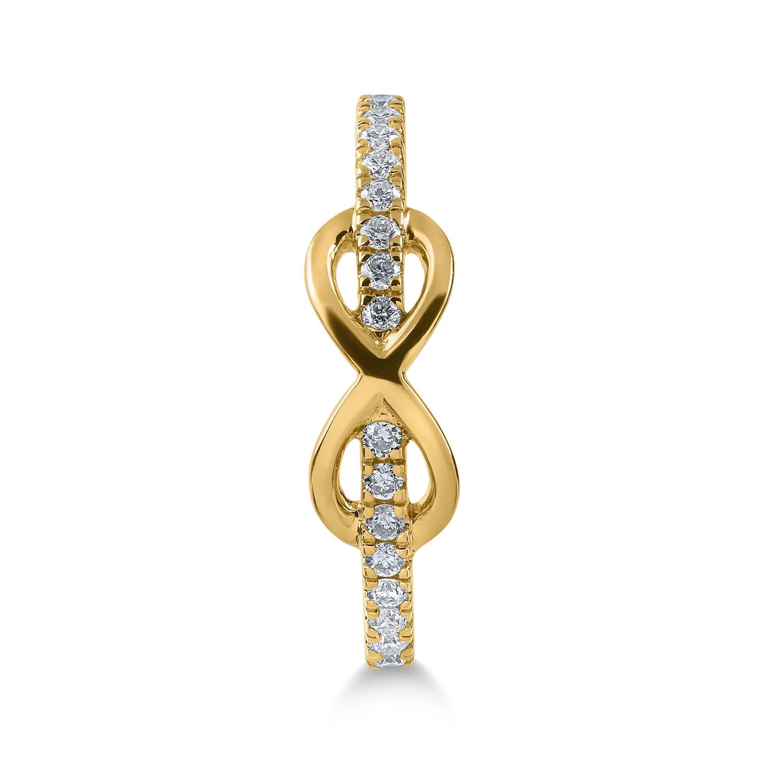 Yellow gold infinity ring with 0.1ct diamonds